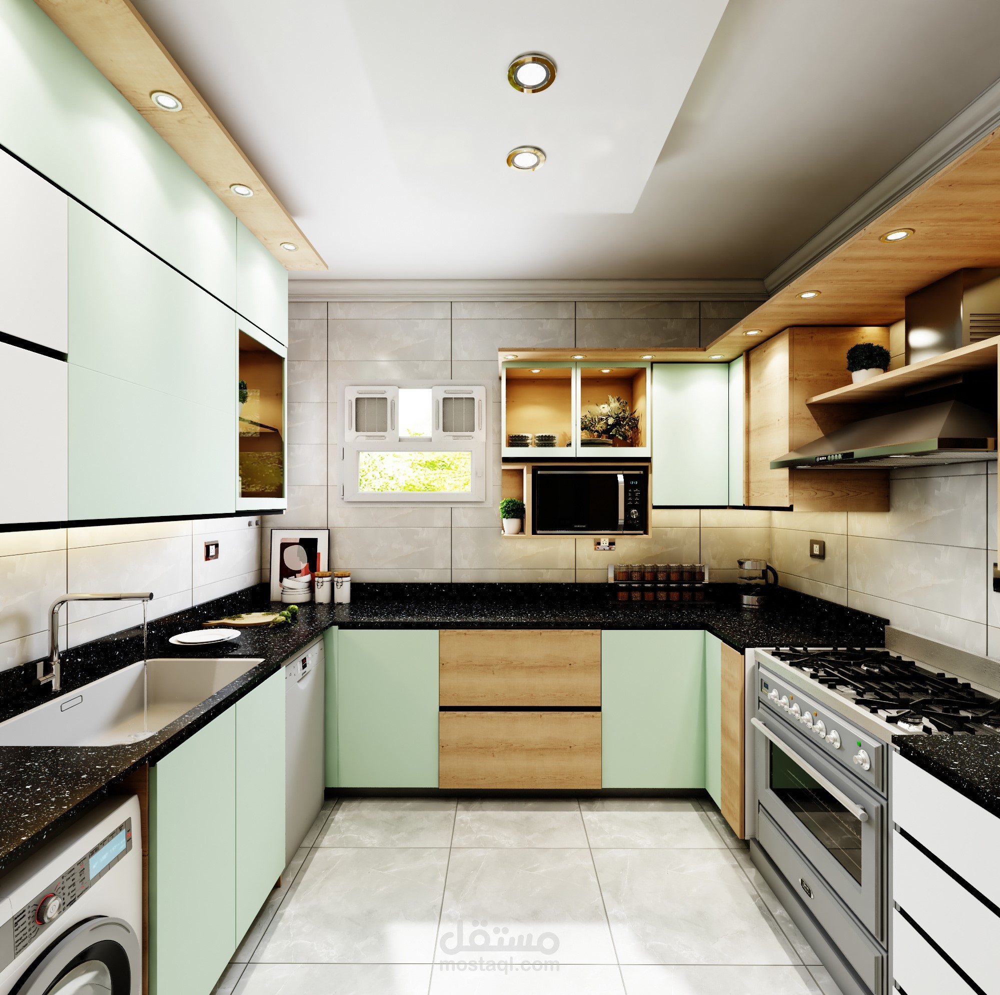 تصميم مطبخ مع الرسومات التنفيذية