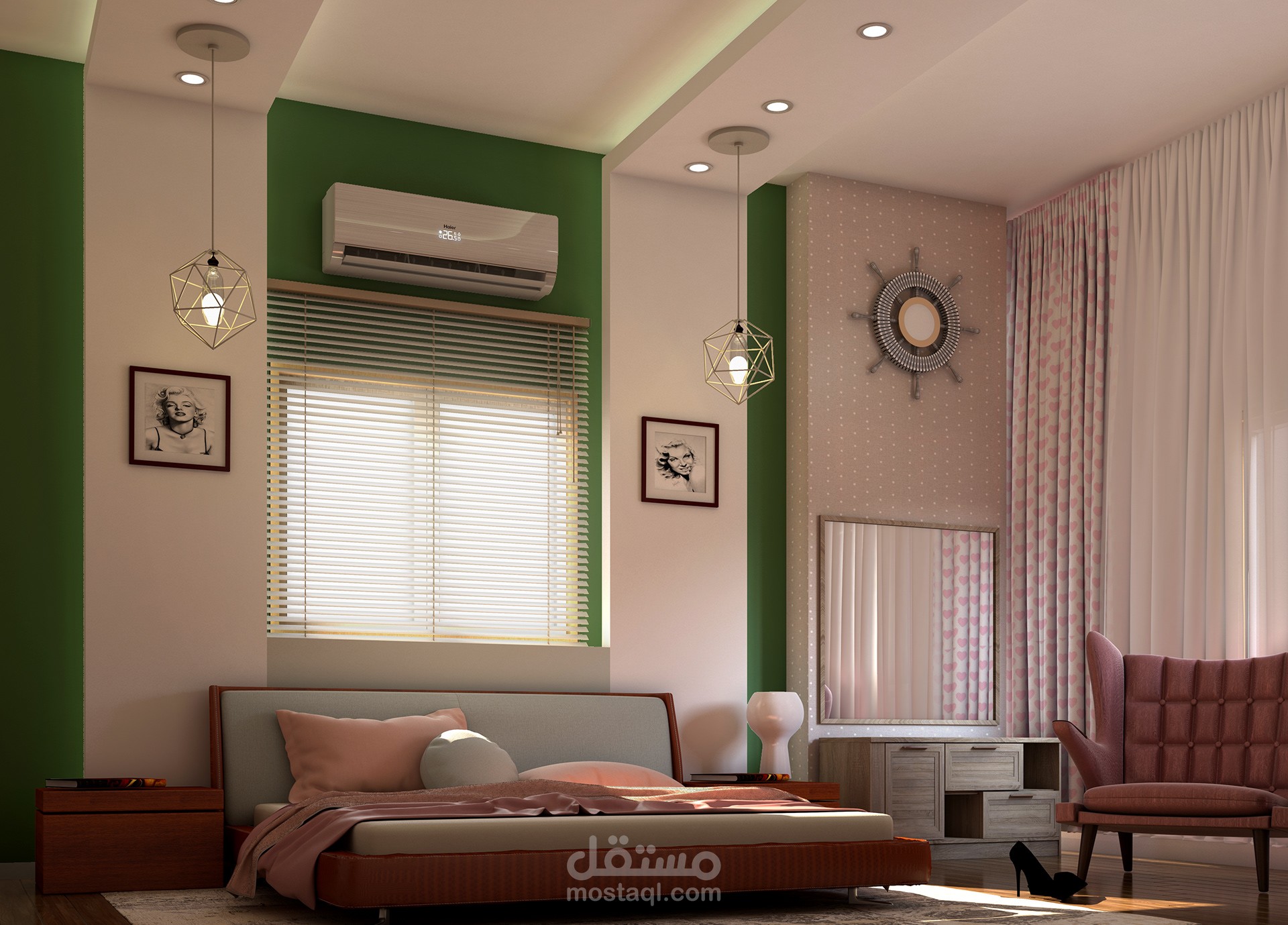 غرفة نوم بشقة سكنية بالشيخ زايد -  القاهرة