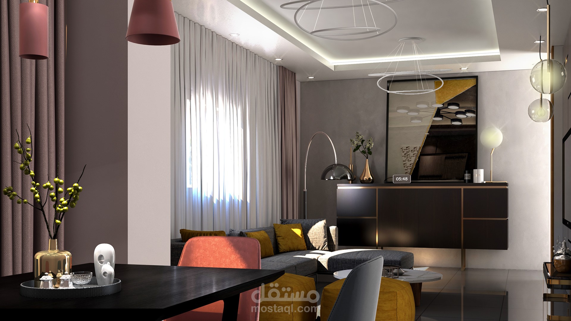 ريسبشن شقة سكنية بالتجمع الخامس