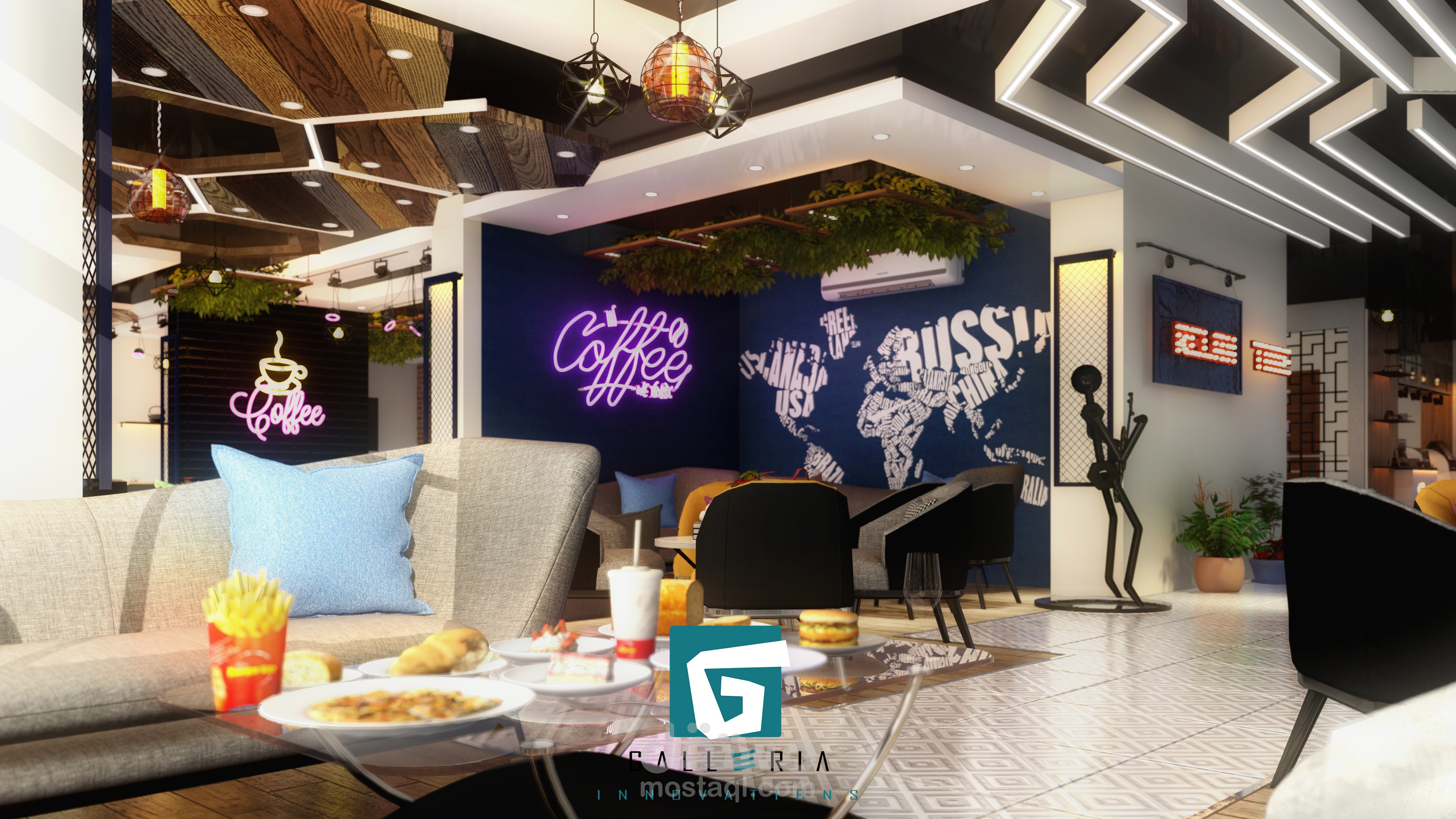 تصميم كافي شوب بنهج حداثي مميز