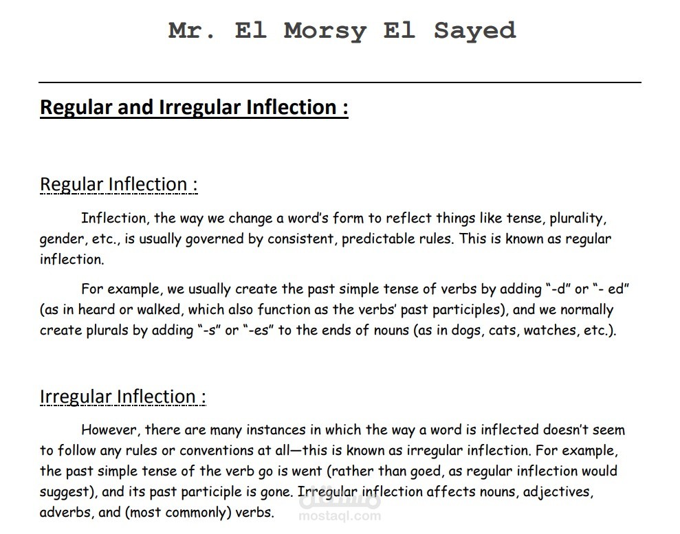 Regular and Irregular Inflection