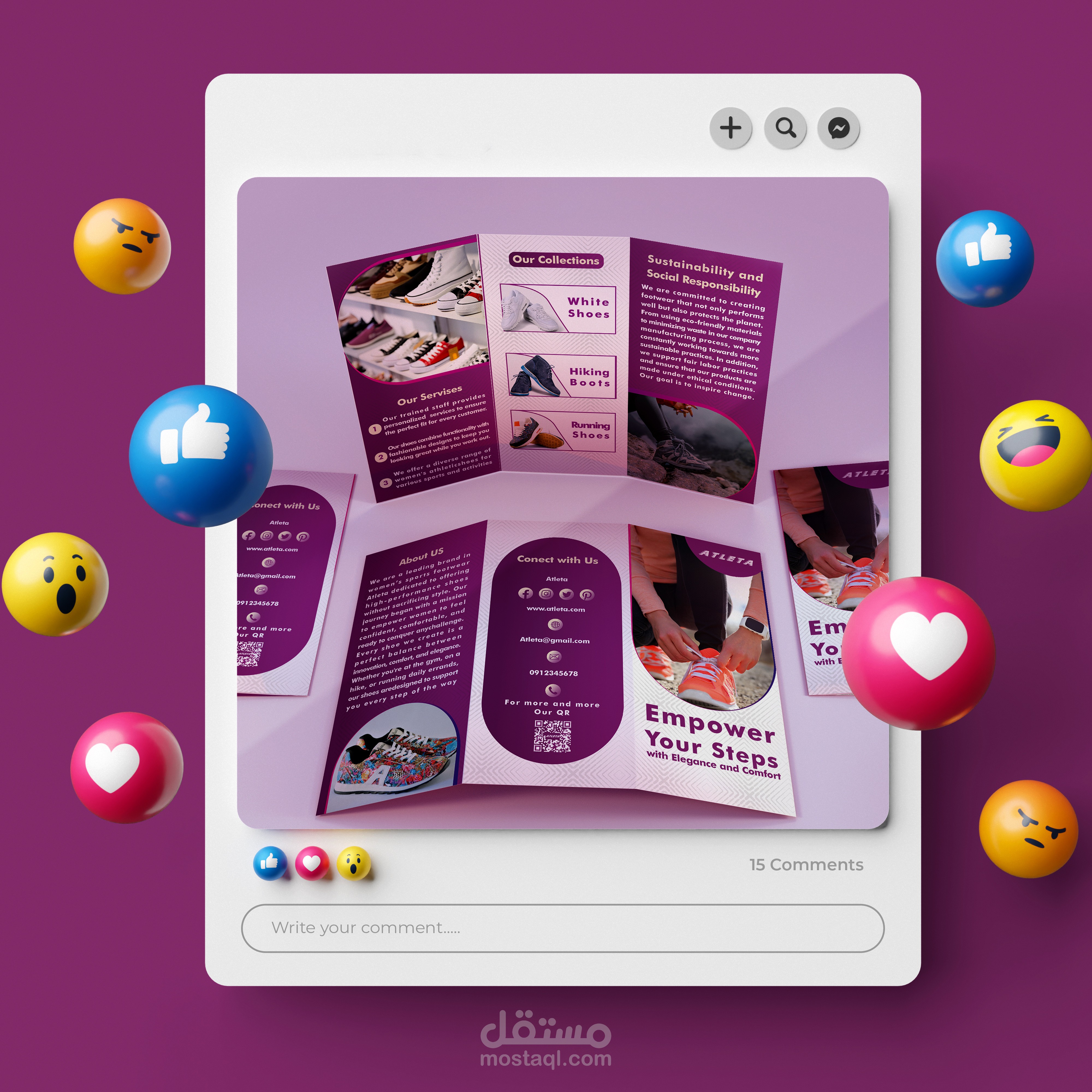 تصميم بروشور )trifold( _ لشركة احذية رياضية