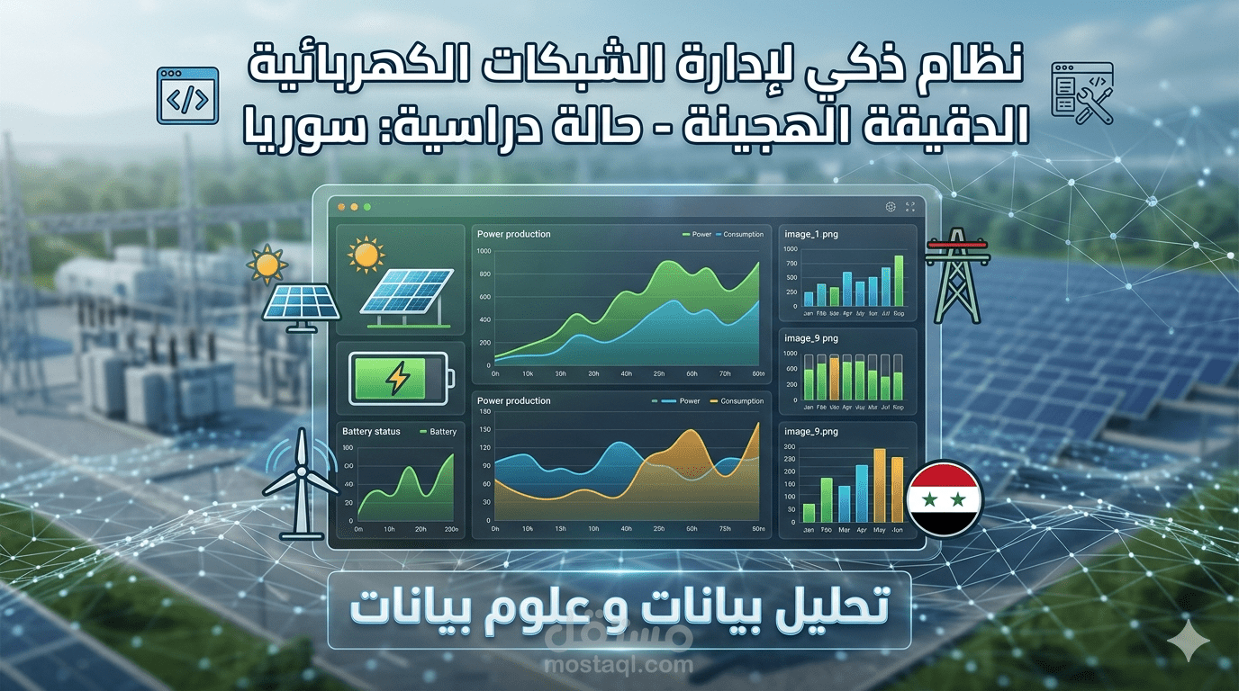 نظام ذكي لإدارة الشبكات الكهربائية الدقيقة الهجينة (Microgrid) - حالة دراسية: Smart Hybrid Microgrid Management System - Syria Case Study
