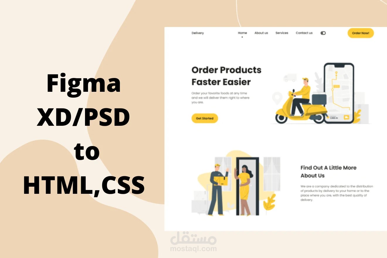 تحويل Figma/AdobeXd/PSD الي HTML,CSS
