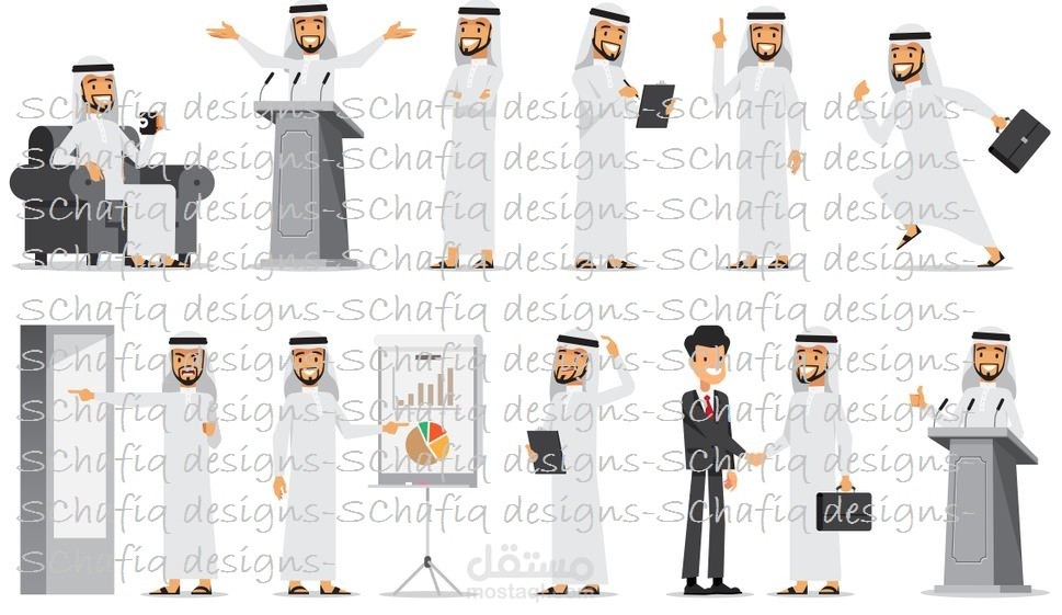 شخصية كرتونية لرجل  أعمال  سعودي يمكن دمجها  و استعمالها  في  أي  مشروع