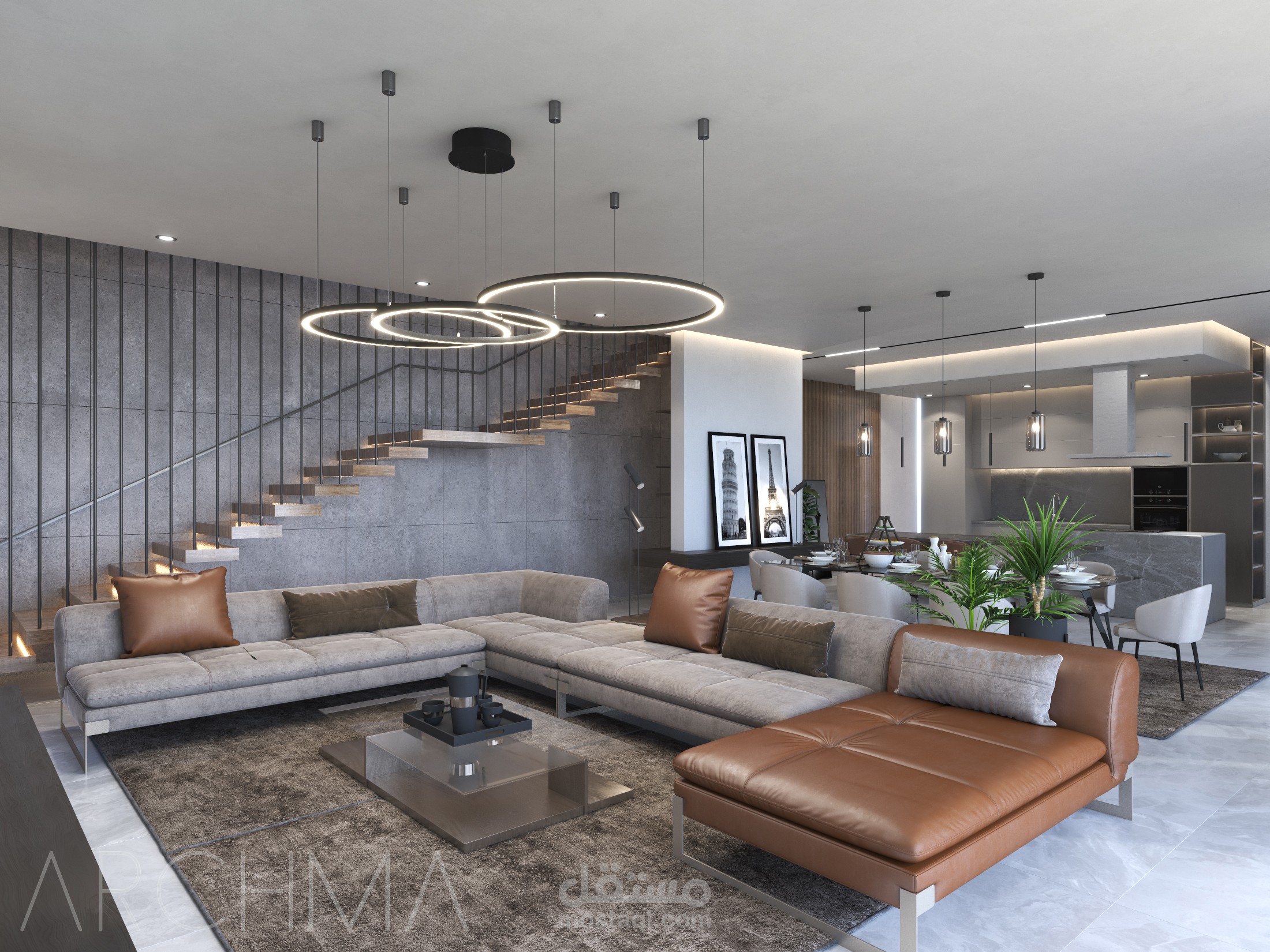 نموذج سكني -  Contemporary Family Shared Spaces