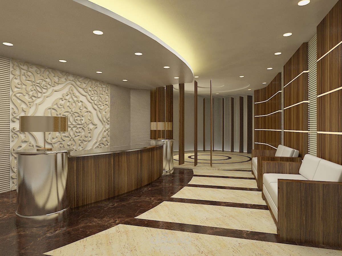 تصميم داخلي لفراغ استقبال في شركة