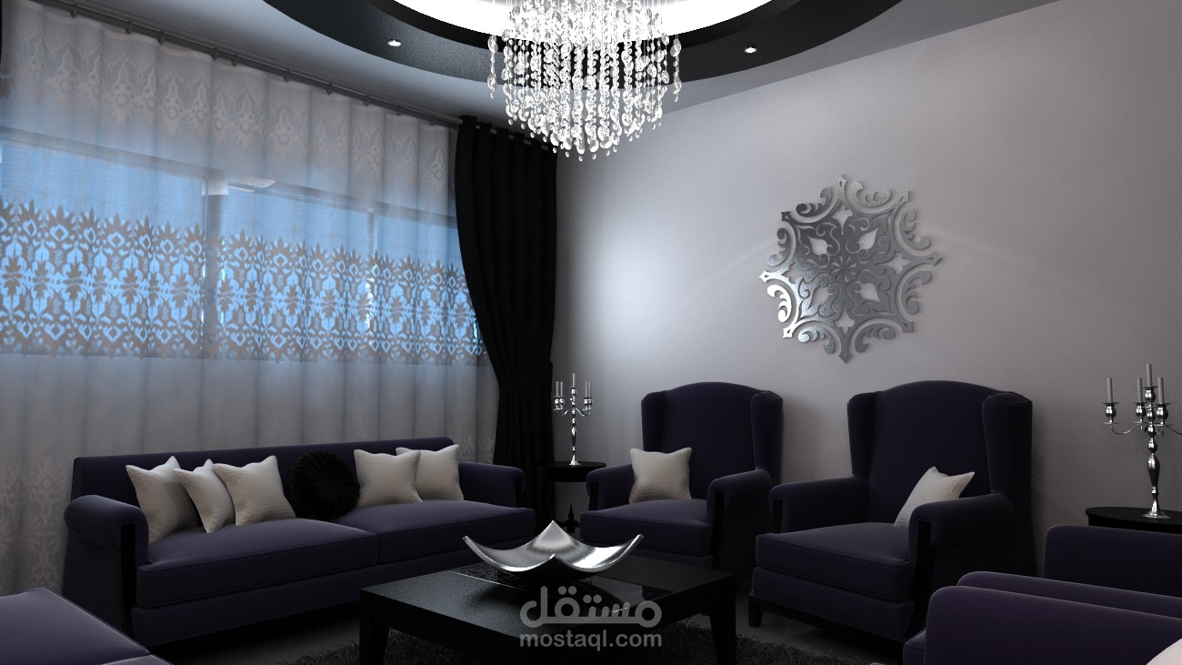 تصميم داخلي لشقة سكنية طراز نيو كلاسيك