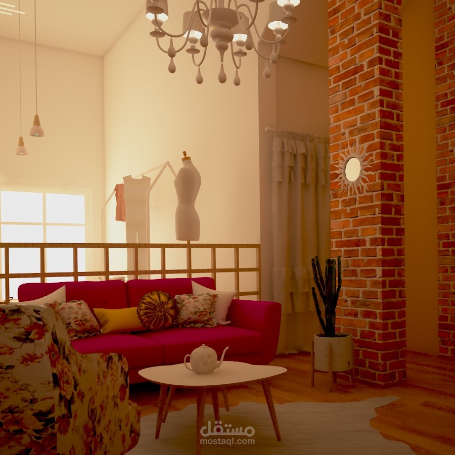 تصميم داخلي لايتيليه حياكة أزياء