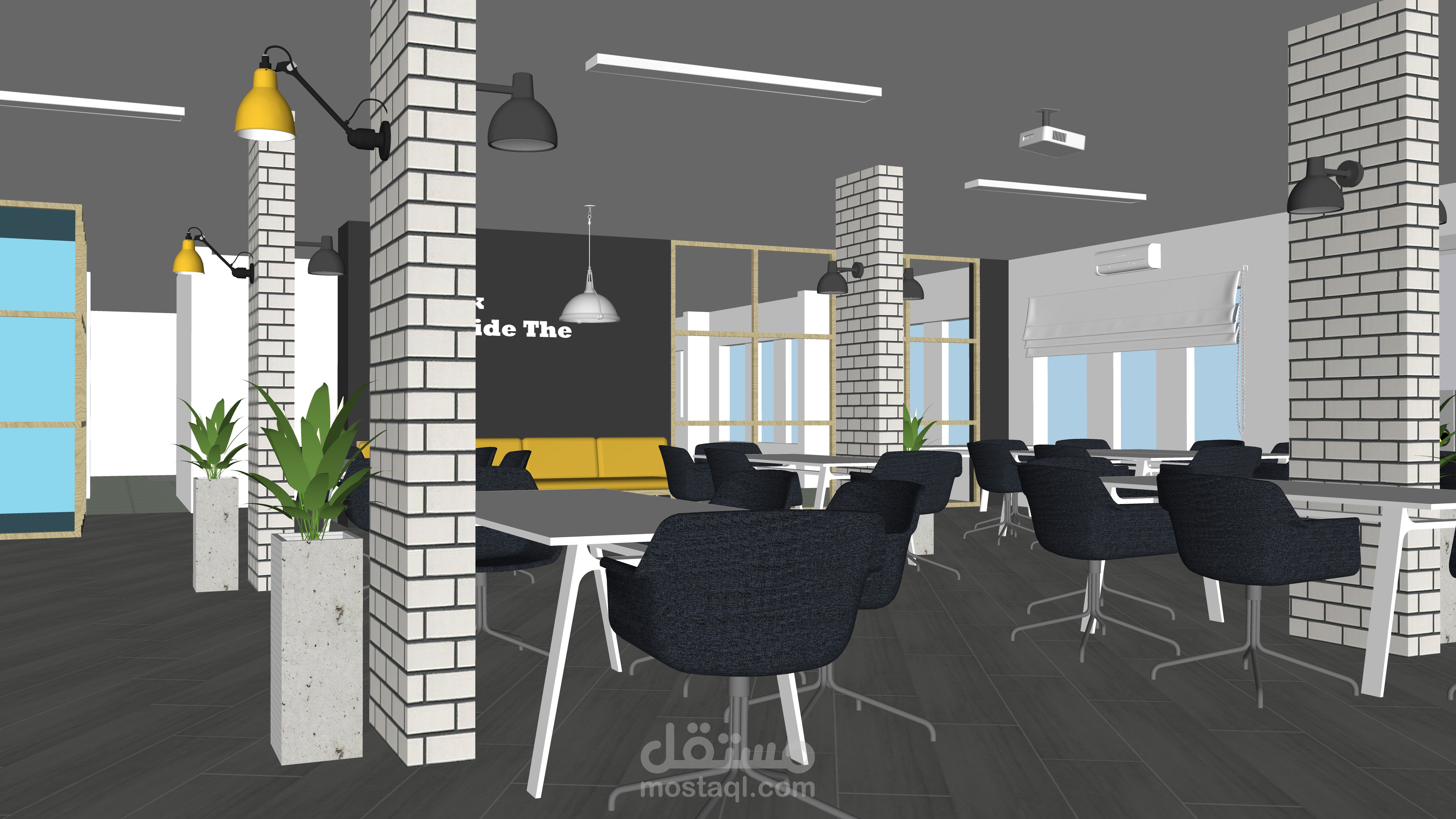 تصميم داخلي لمساحة عمل مفتوحة Co-Working Space