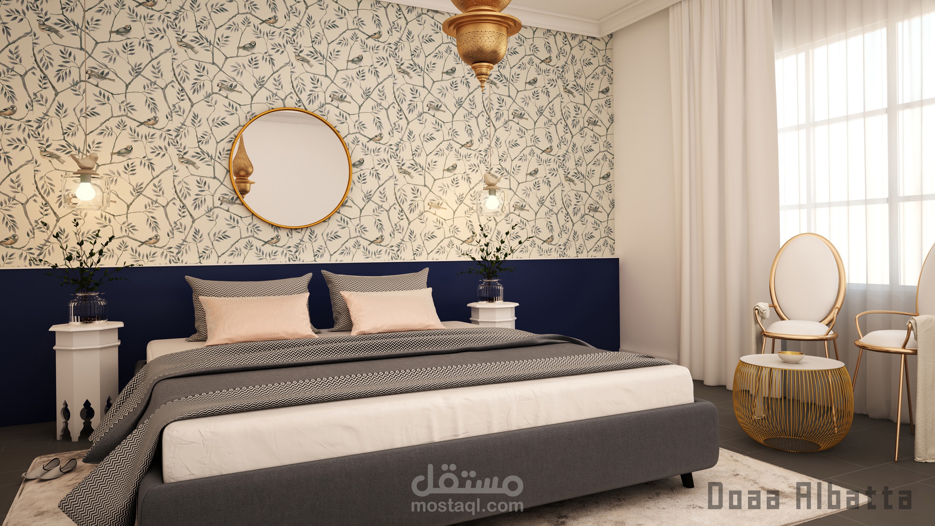 تصميم داخلي لجناح نوم رئيسي