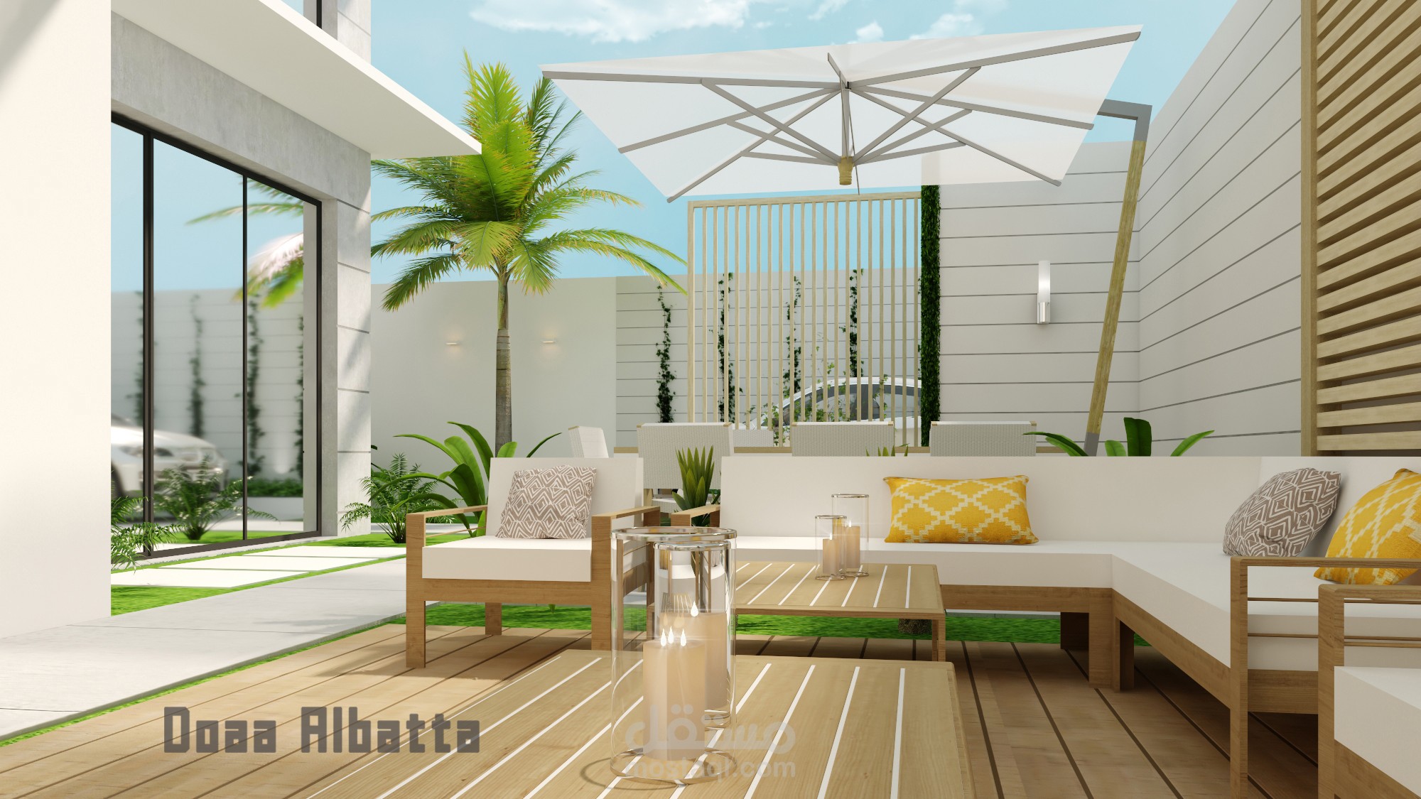 تصميم حديقة شاليه - السعودية (لاندسكيب + تصميم واجهات)