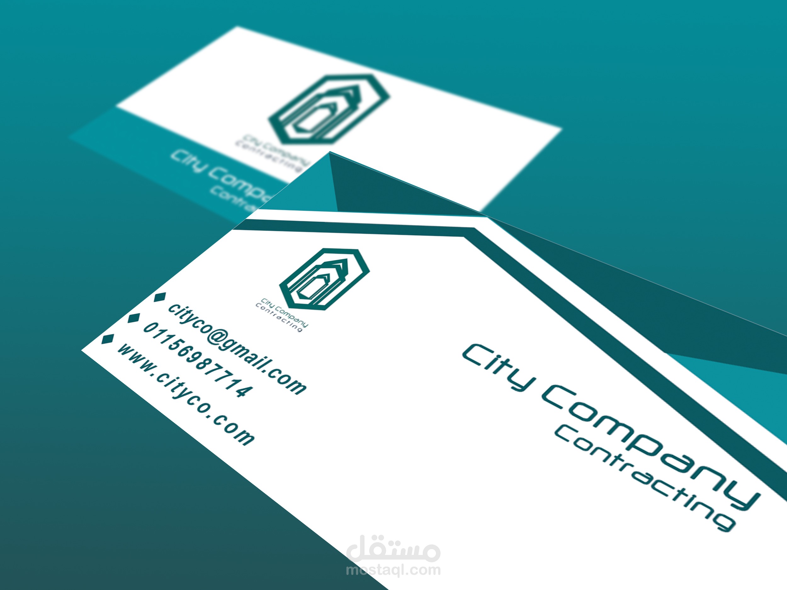 تصميم بطاقة اعمال لشركة المدينة للمقاولات City Company contracting