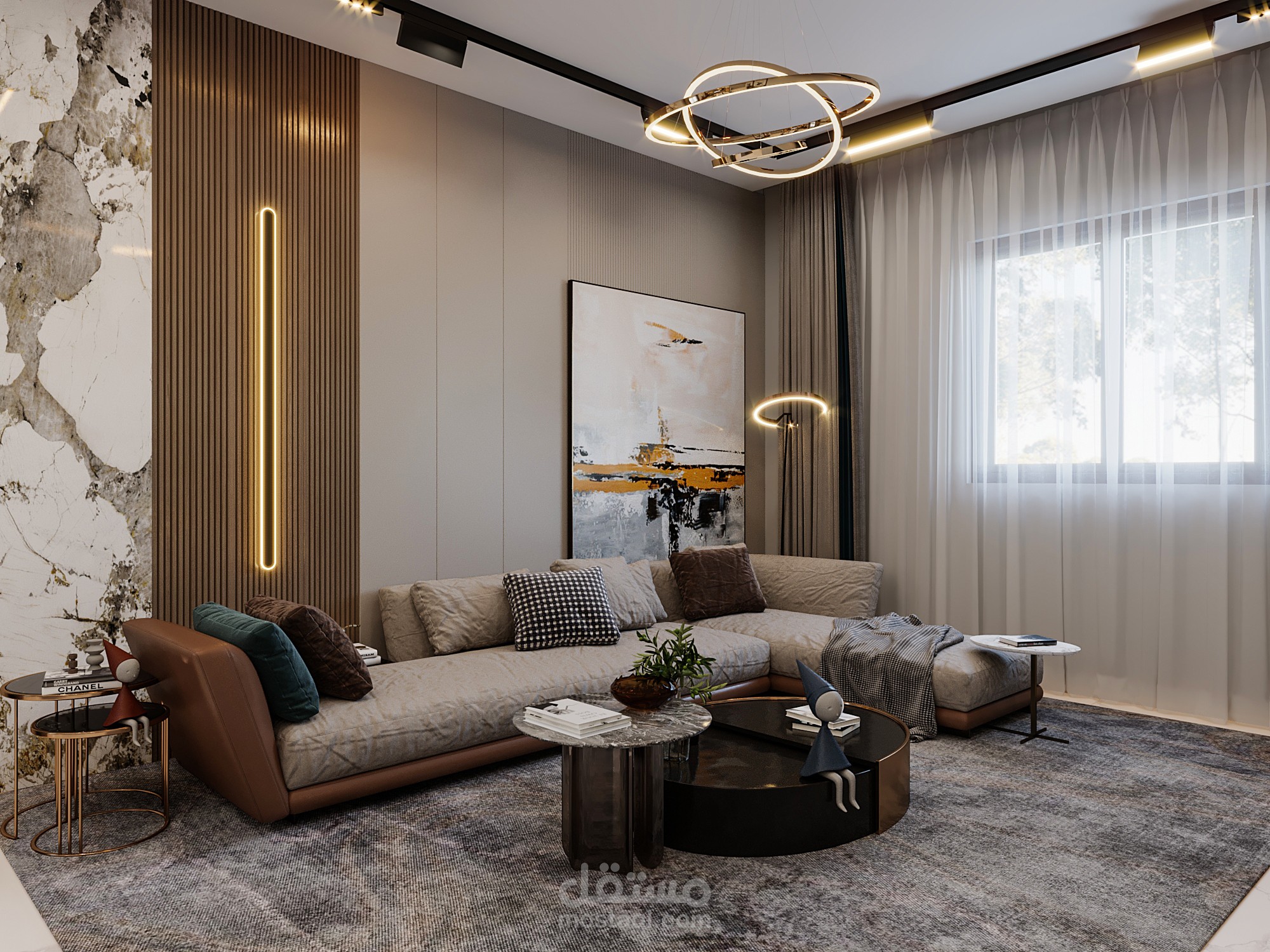 صالة معشية و طعام ومطبخ مفتوح