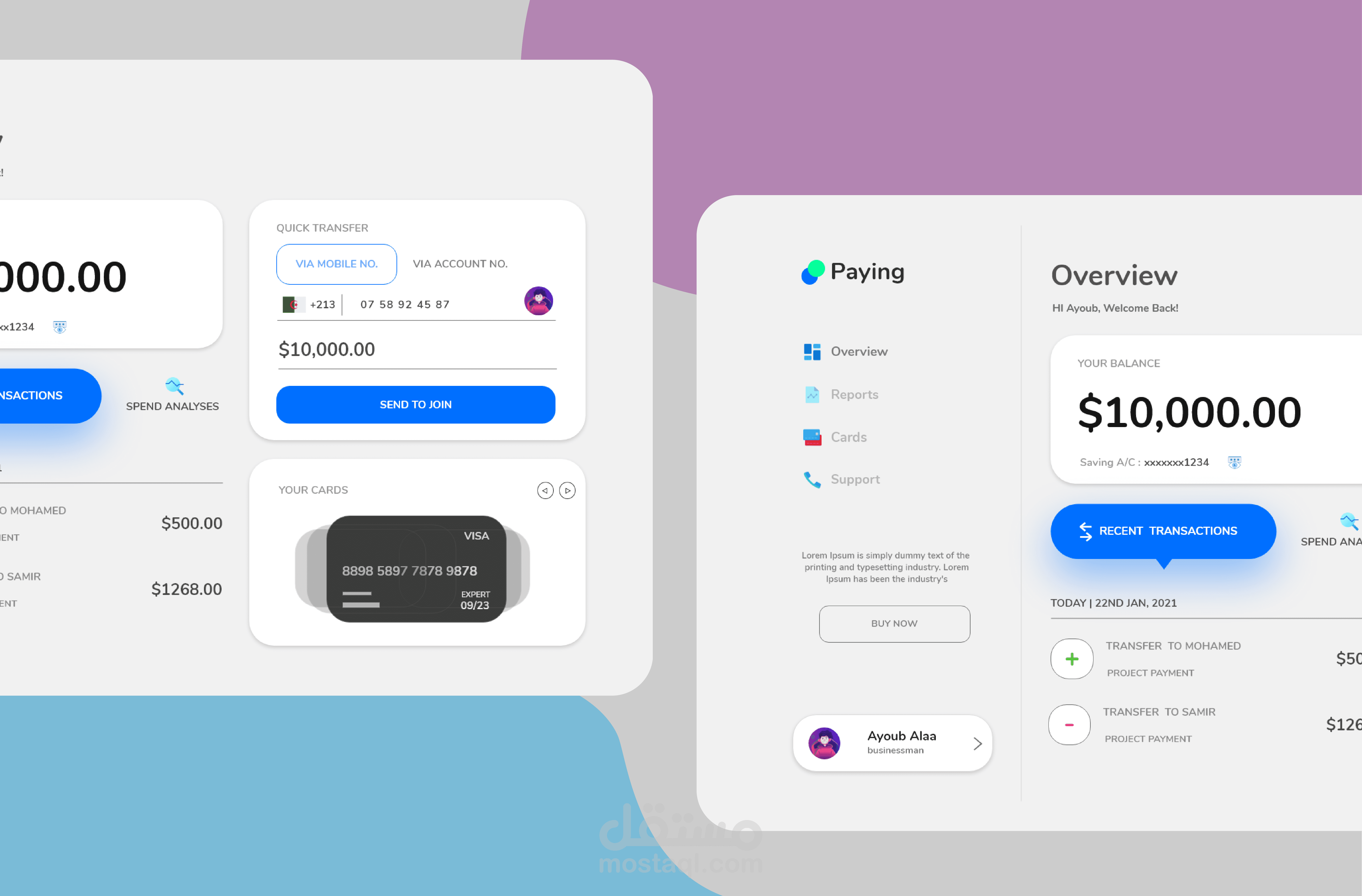 تصميم واجهة لوحة تحكم احترافية UI/UX dashboard