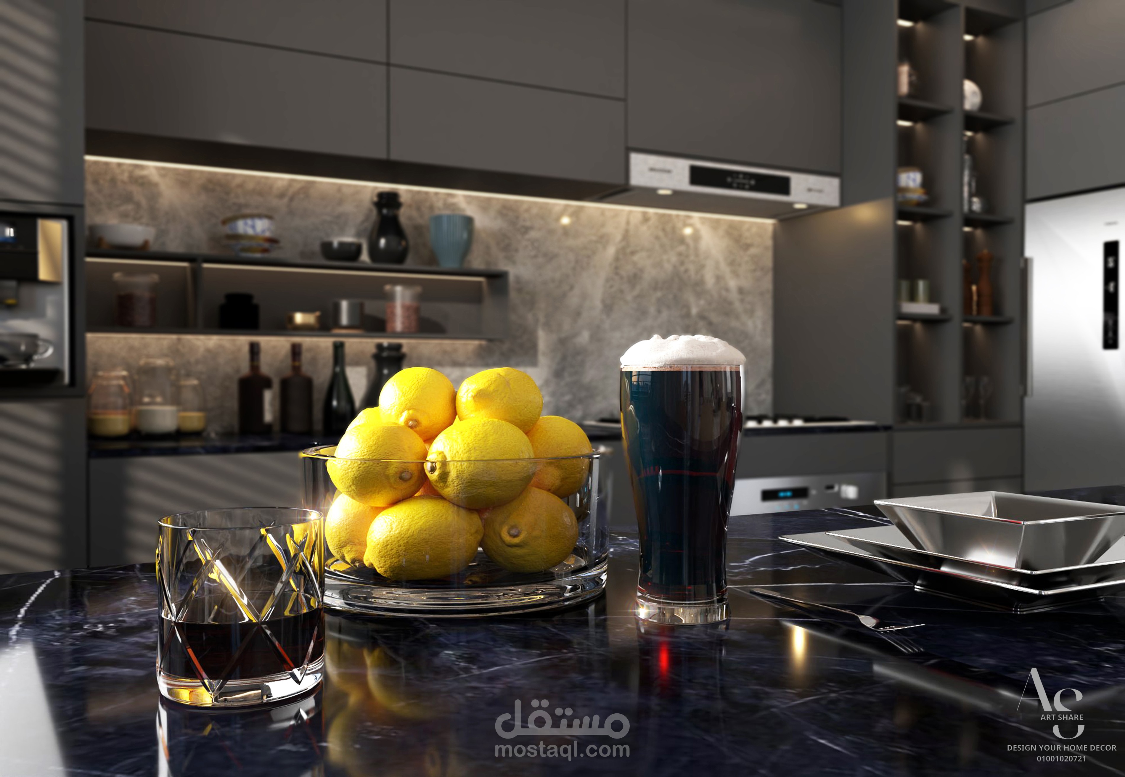 تصميم مطابخ بافضل توزيع واحدث ديكورات بجوده عاليه