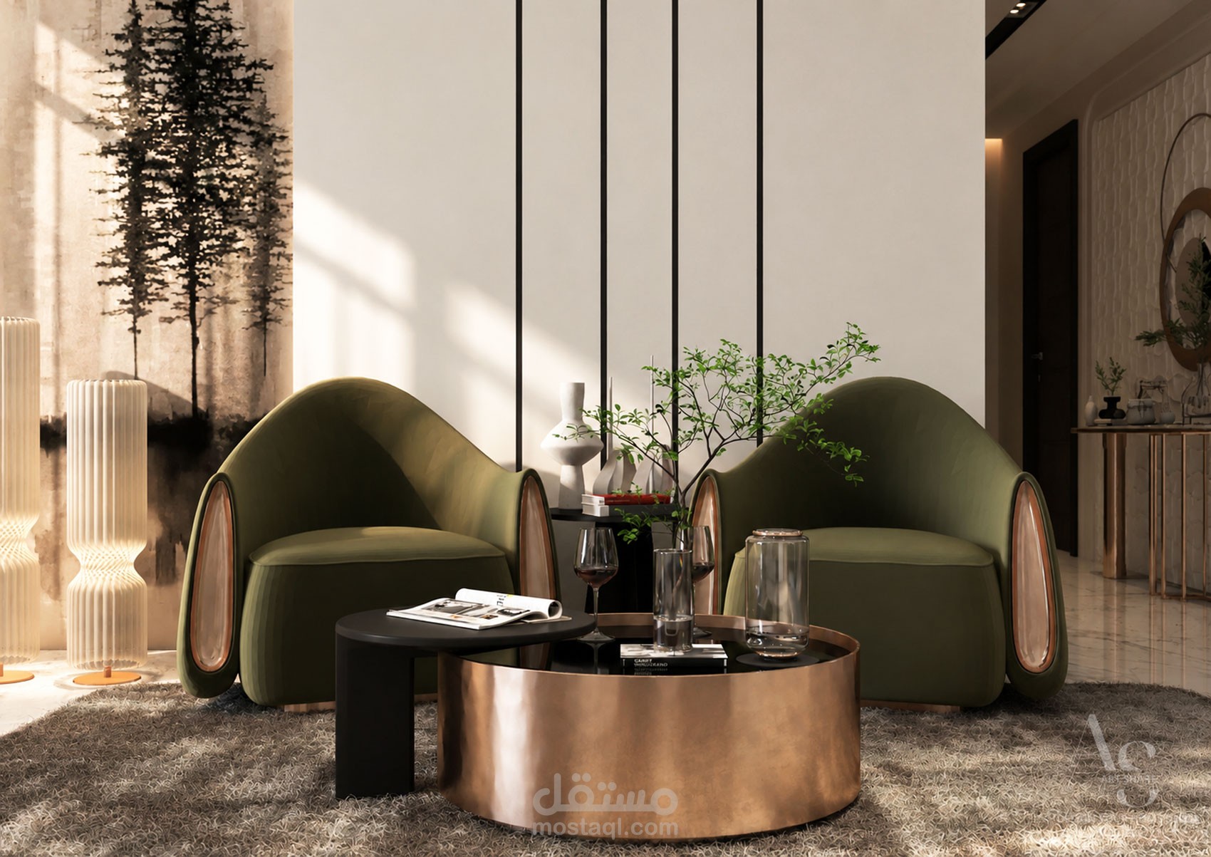 تصميم ريسبشن فاخر ثلاثي الأبعاد | Interior Reception Design