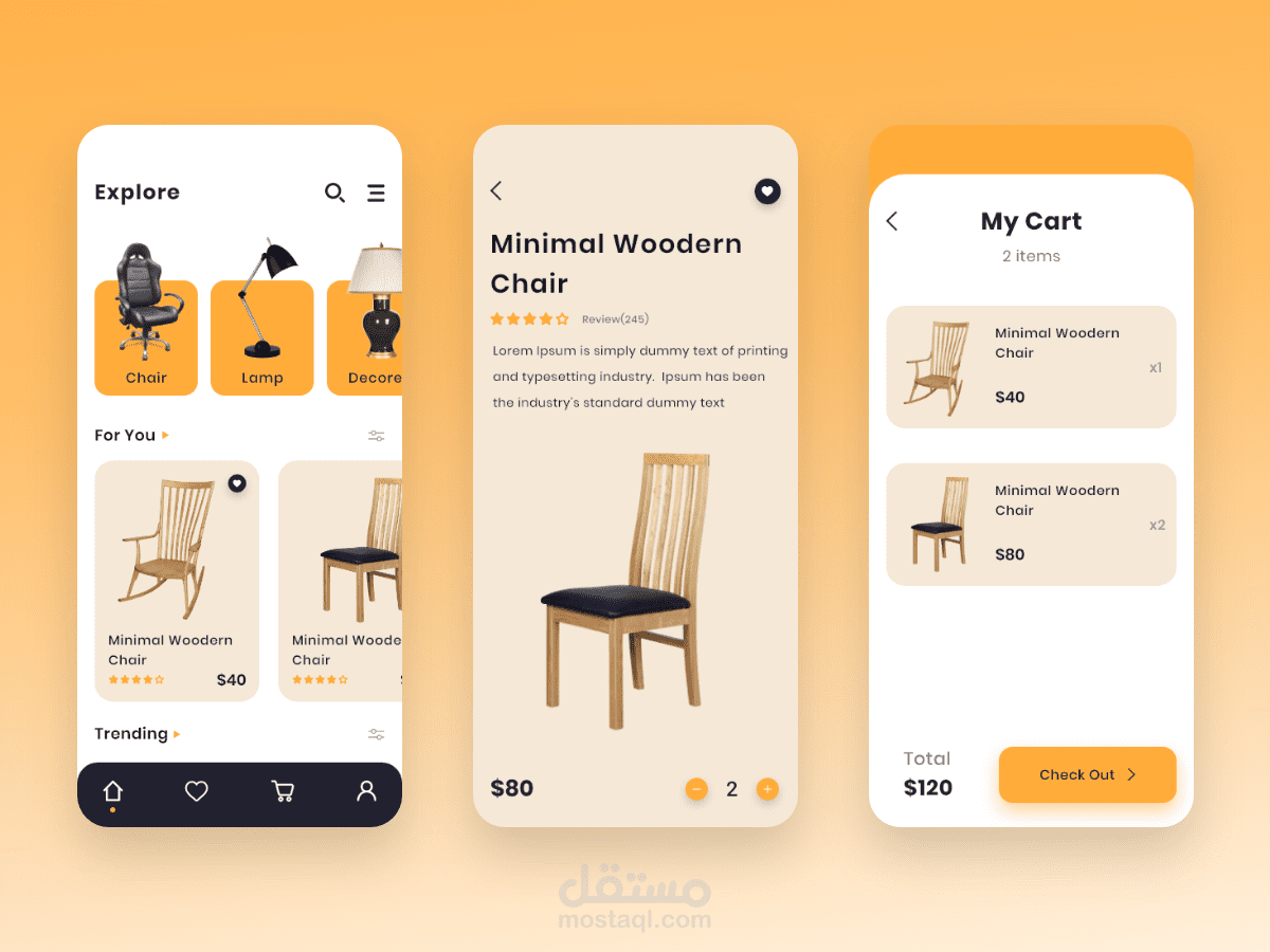 تطبيق  متجر لبيع أثاث المنزل يعمل على ios & android