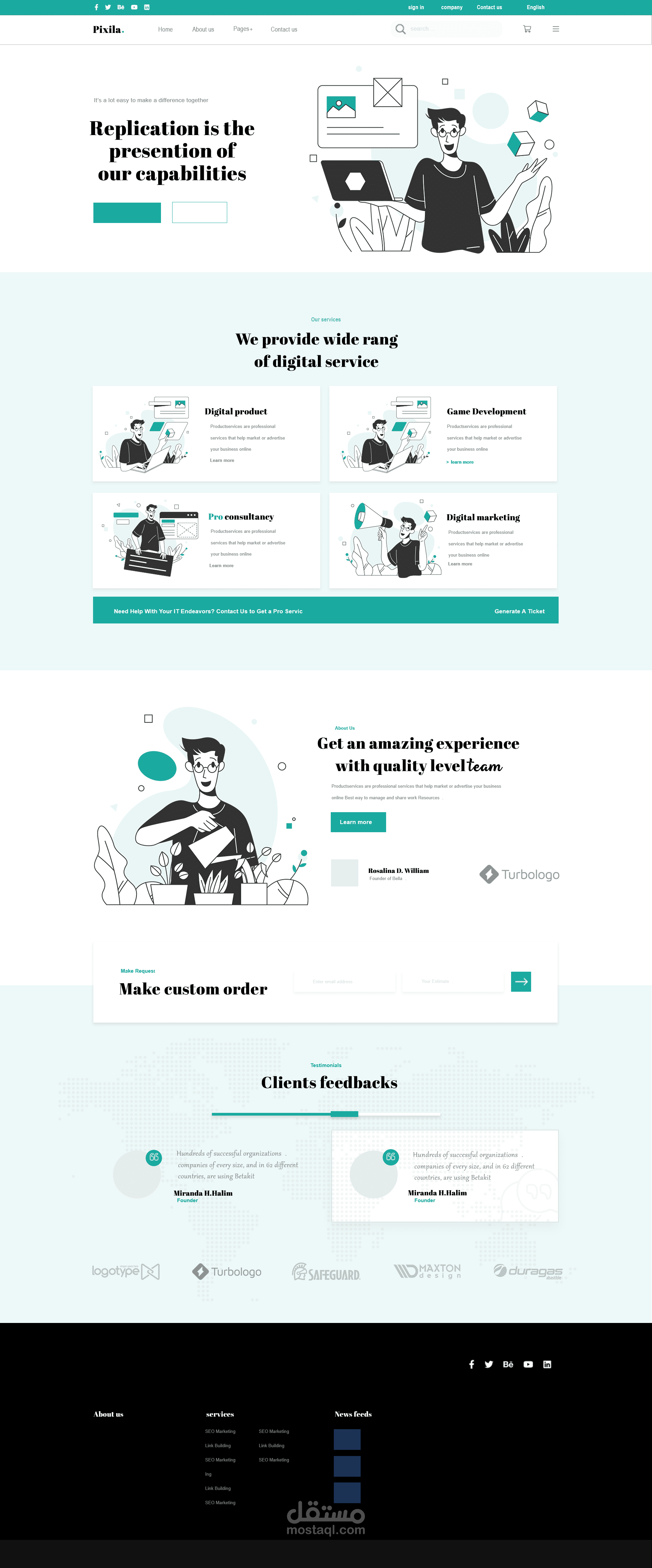 تصميم واجهة landing page