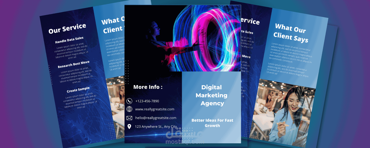 تصميم brochure كتيب تعريفي بهدف الدعاية والتسويق للخدمات المختلفة.