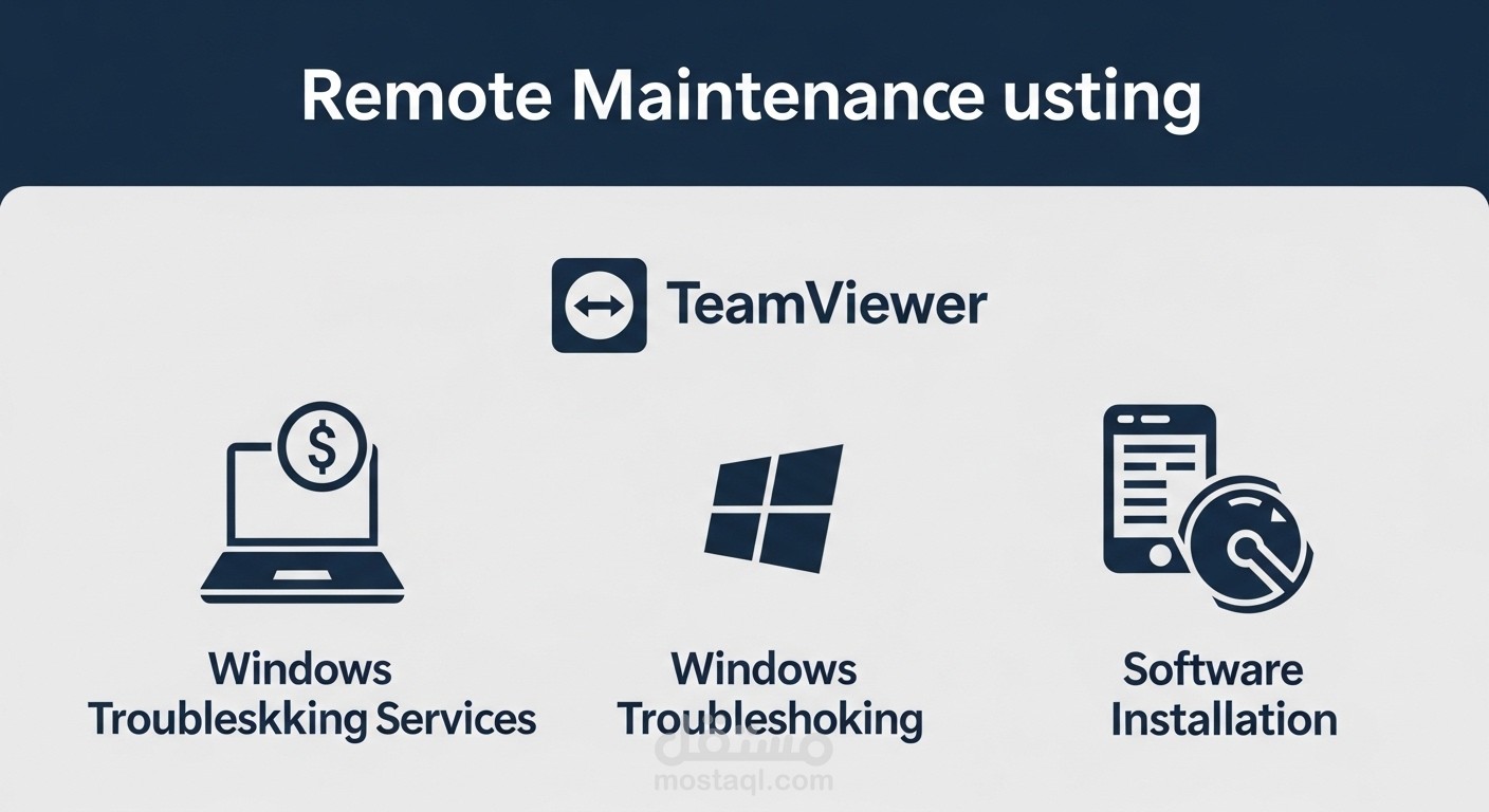 دعم فني شامل وصيانة أنظمة Windows عن بُعد (خدمات هندسية وتدريب خاص).