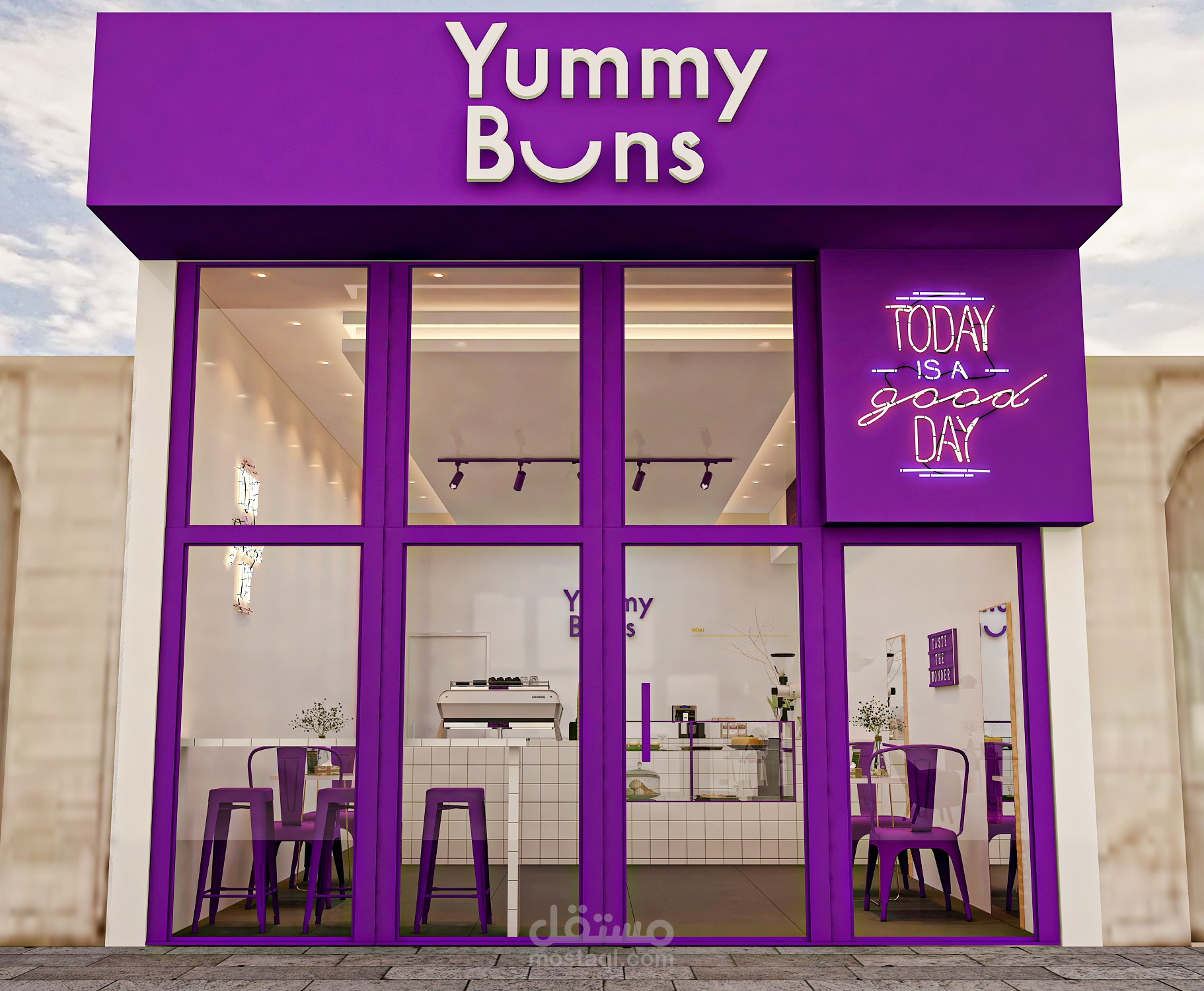 تصميم واجهة محل عصائر