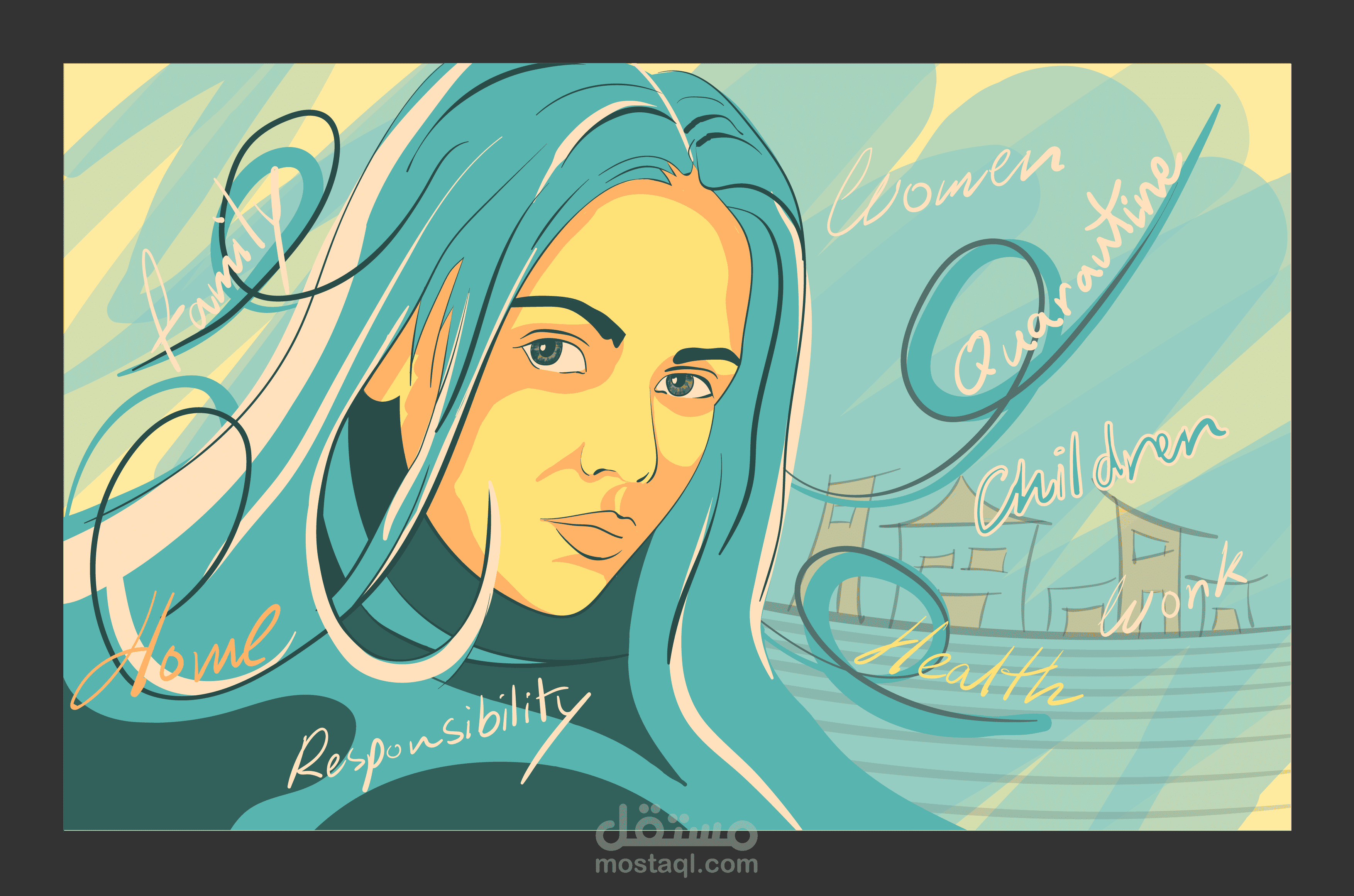 رسم تجريدي لصورة متجهة Abstract Vector Portrait Illustration