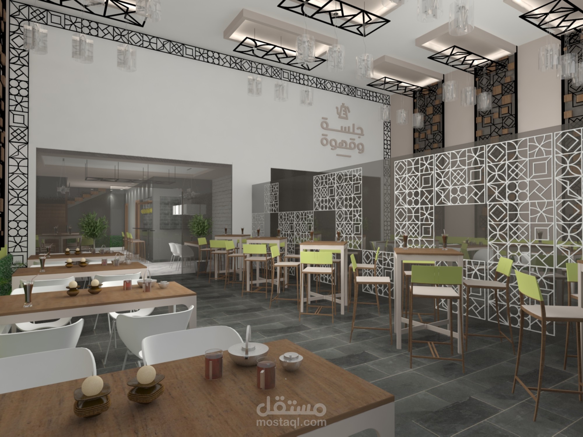 تصميم مقهي و كافيه