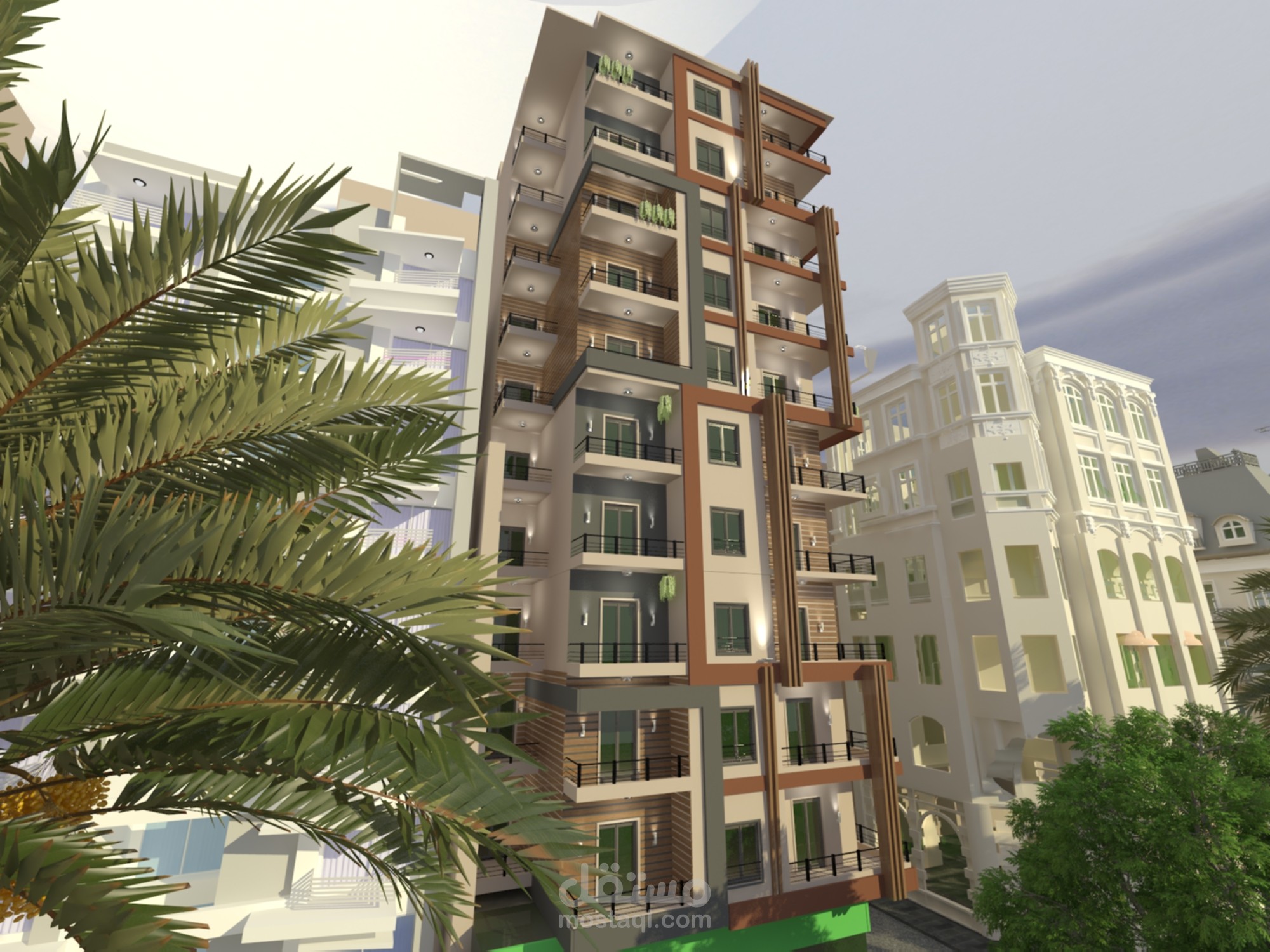 تصميم خارجي لواجهة برج سكني