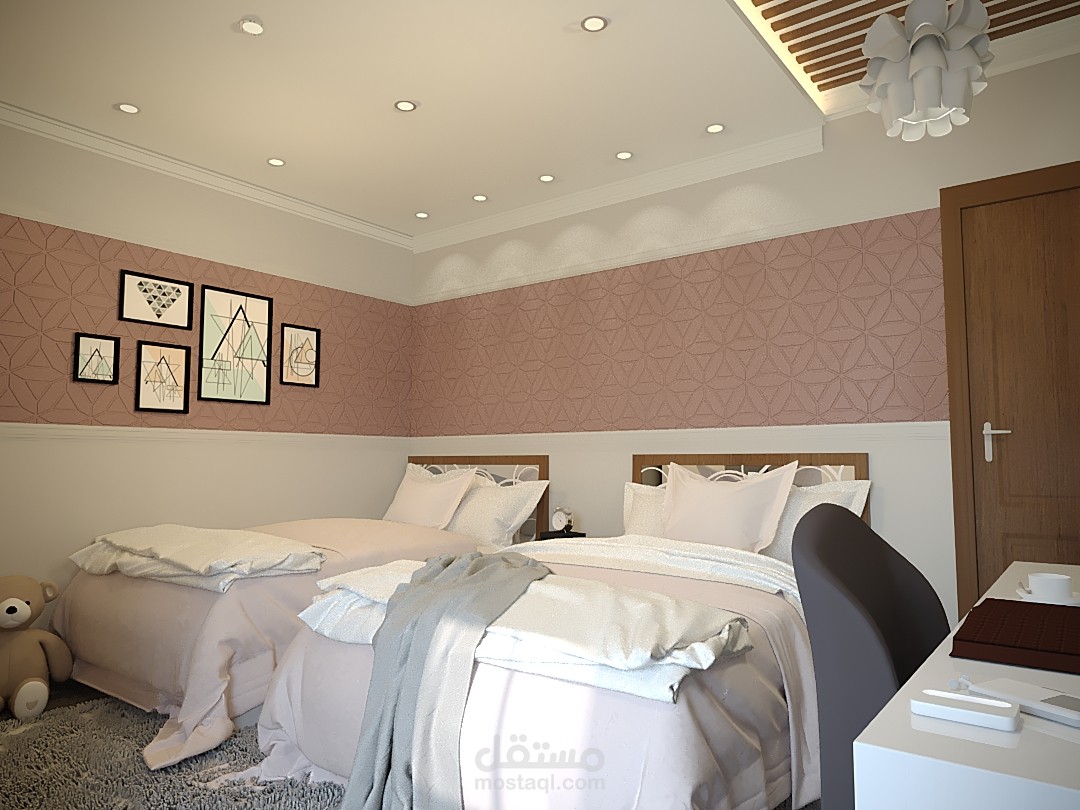 تصميم داخلي لغرفة نوم بنات