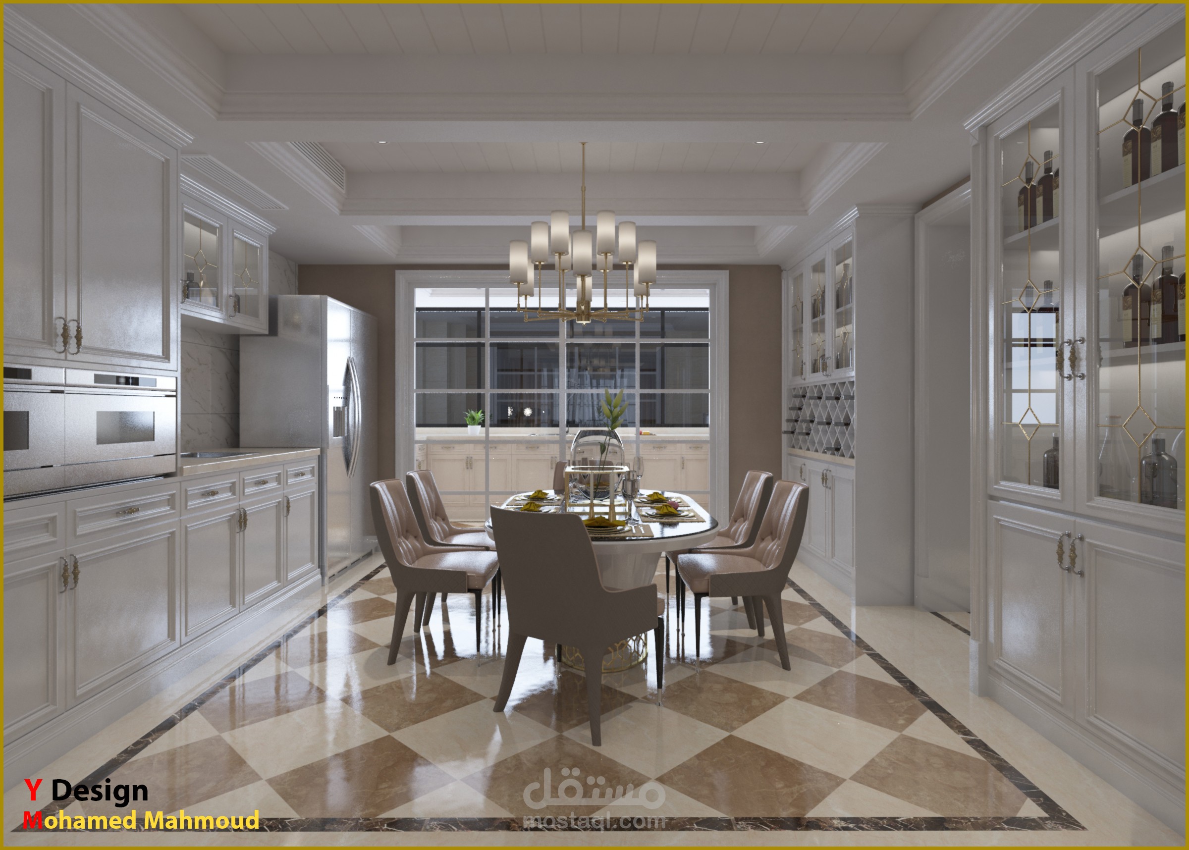 تصميم داخلي لمطبخ .