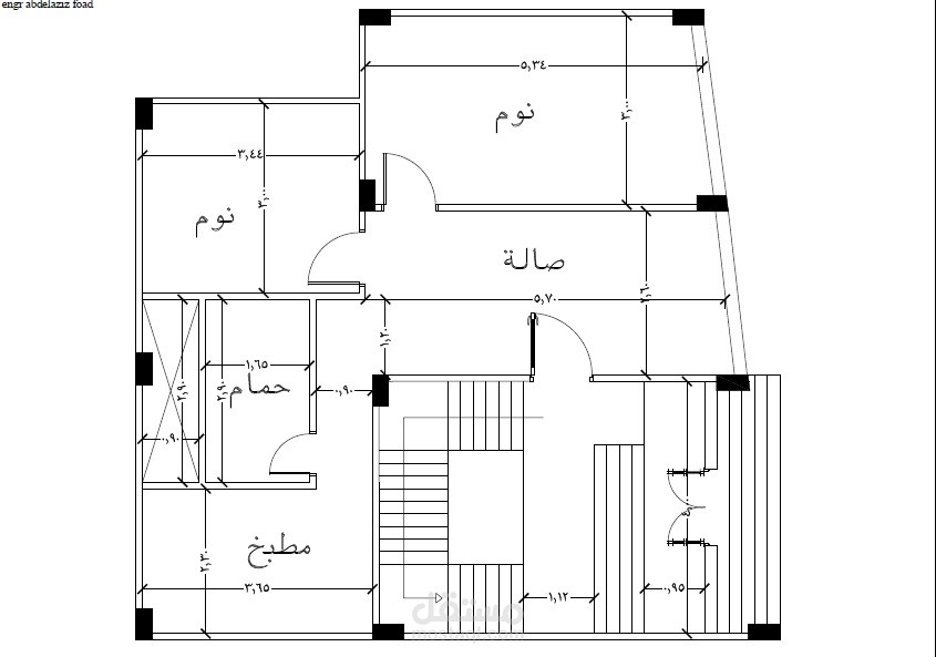تقسيم معمارى لمنزل سكنى للدور الأرضى مع إقتراح إنشائى
