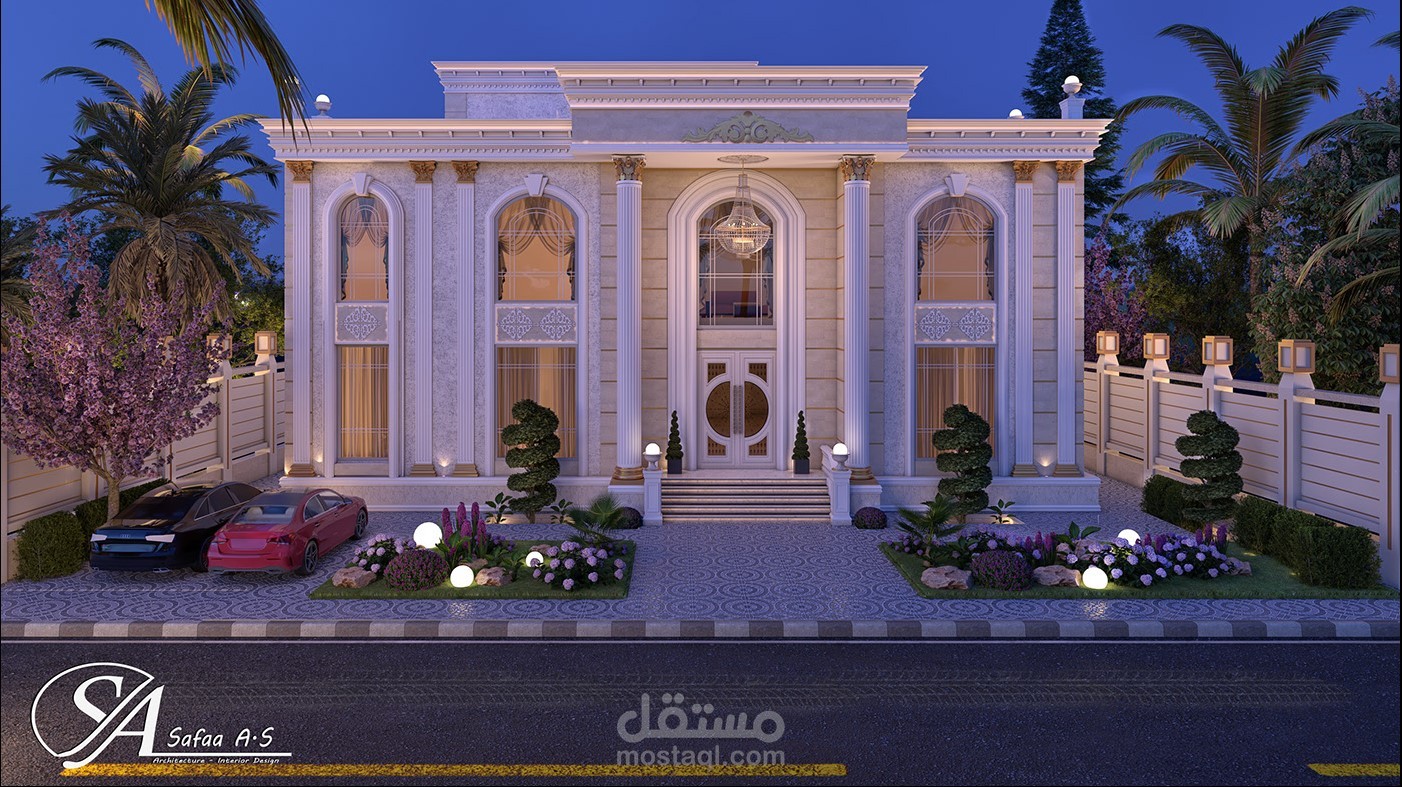 تصميم واجهات فيلا كلاسيك بالسعودية