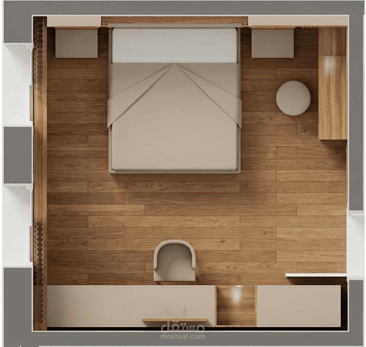 مخططات تنفيذية  لغرفة نوم رئيسية