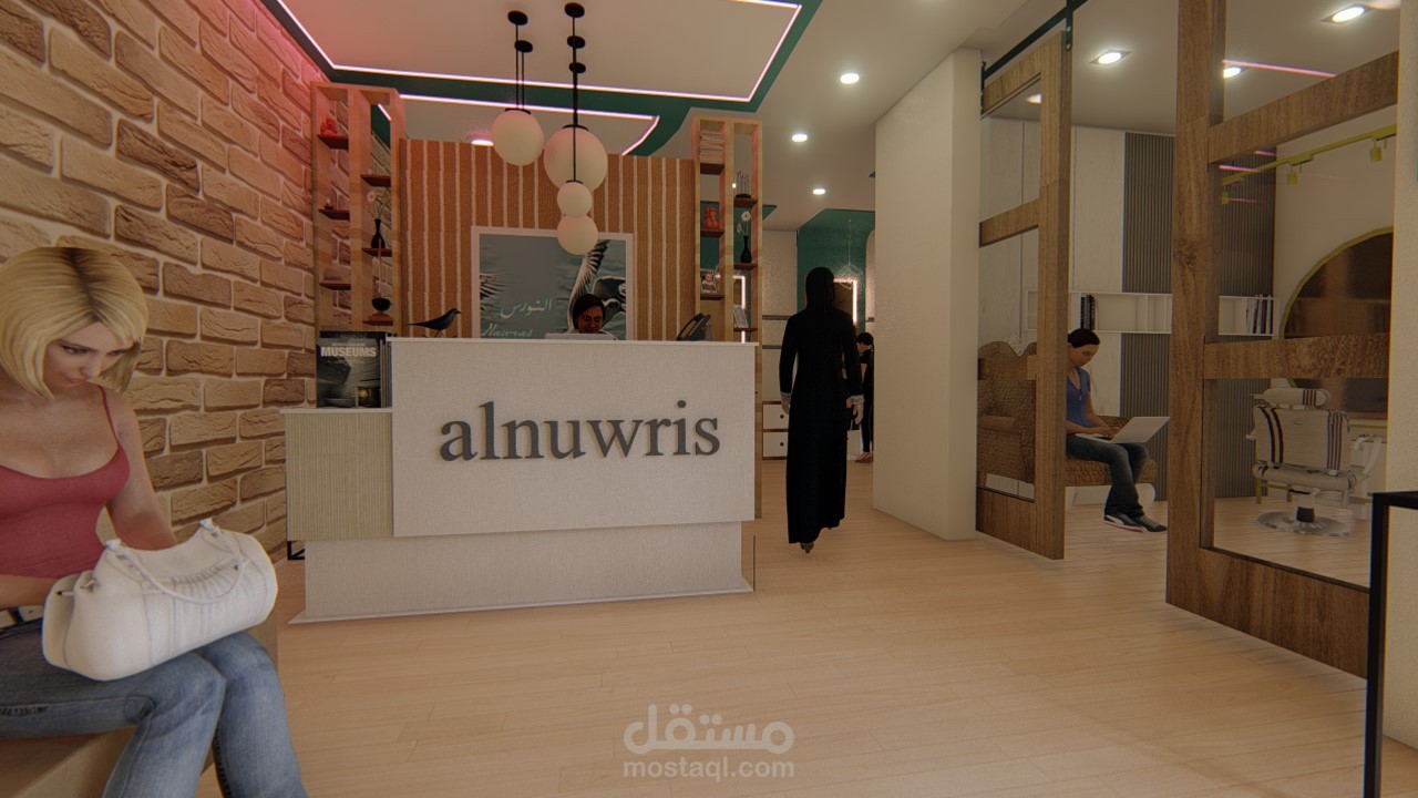تصميمي الداخلي لمحل صالون تجميل