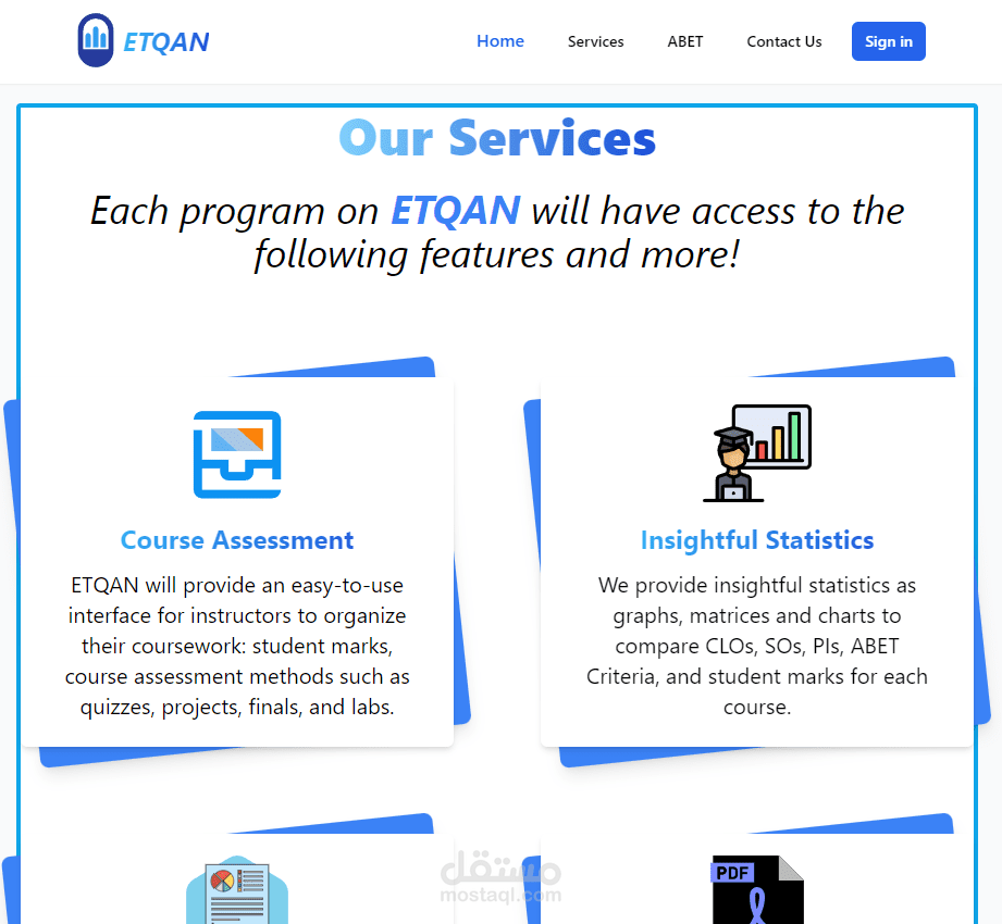 ُETQAN: Online course management and assessment platform