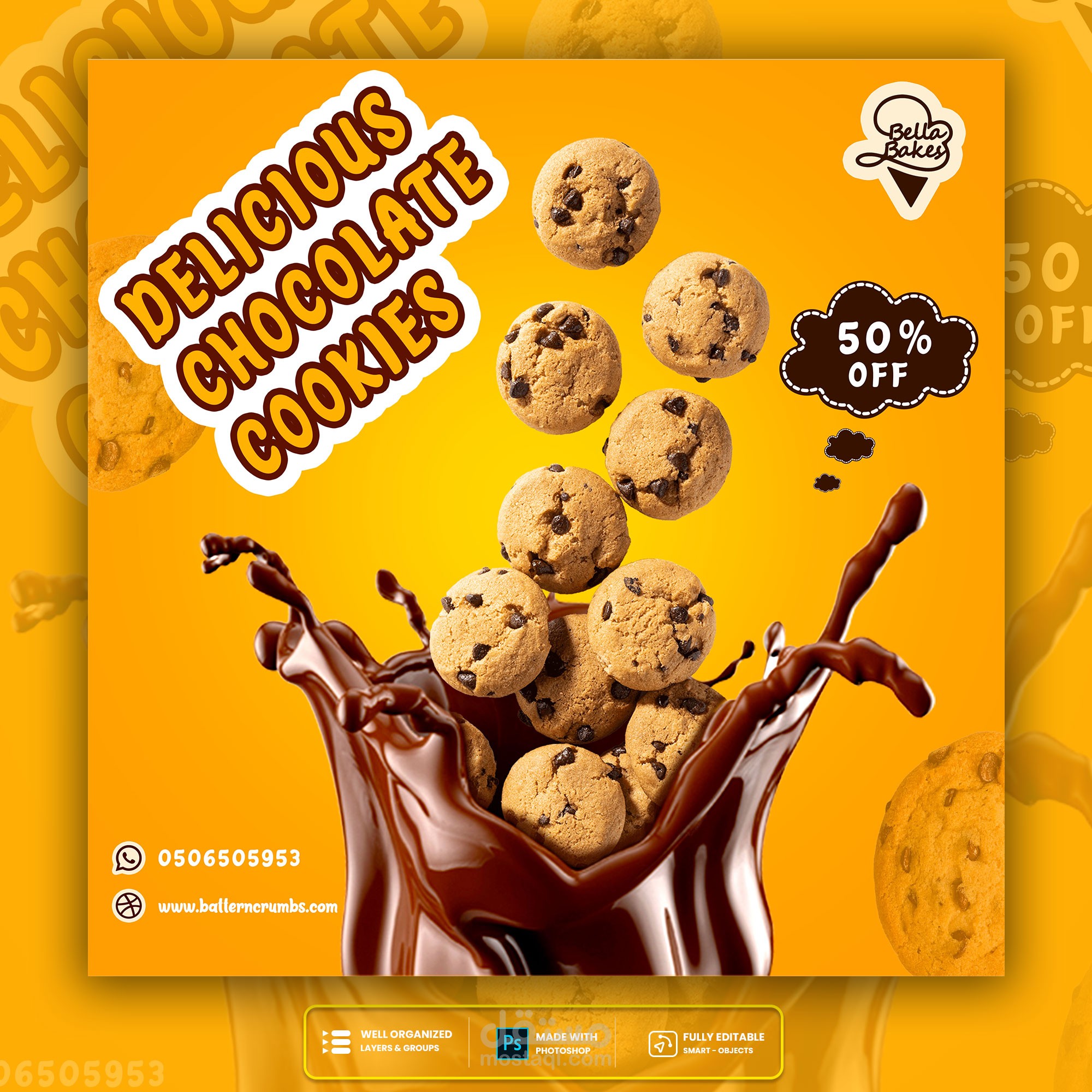 Chocolate Chip Cookies SOCIAL MEDIA POST DESIGN