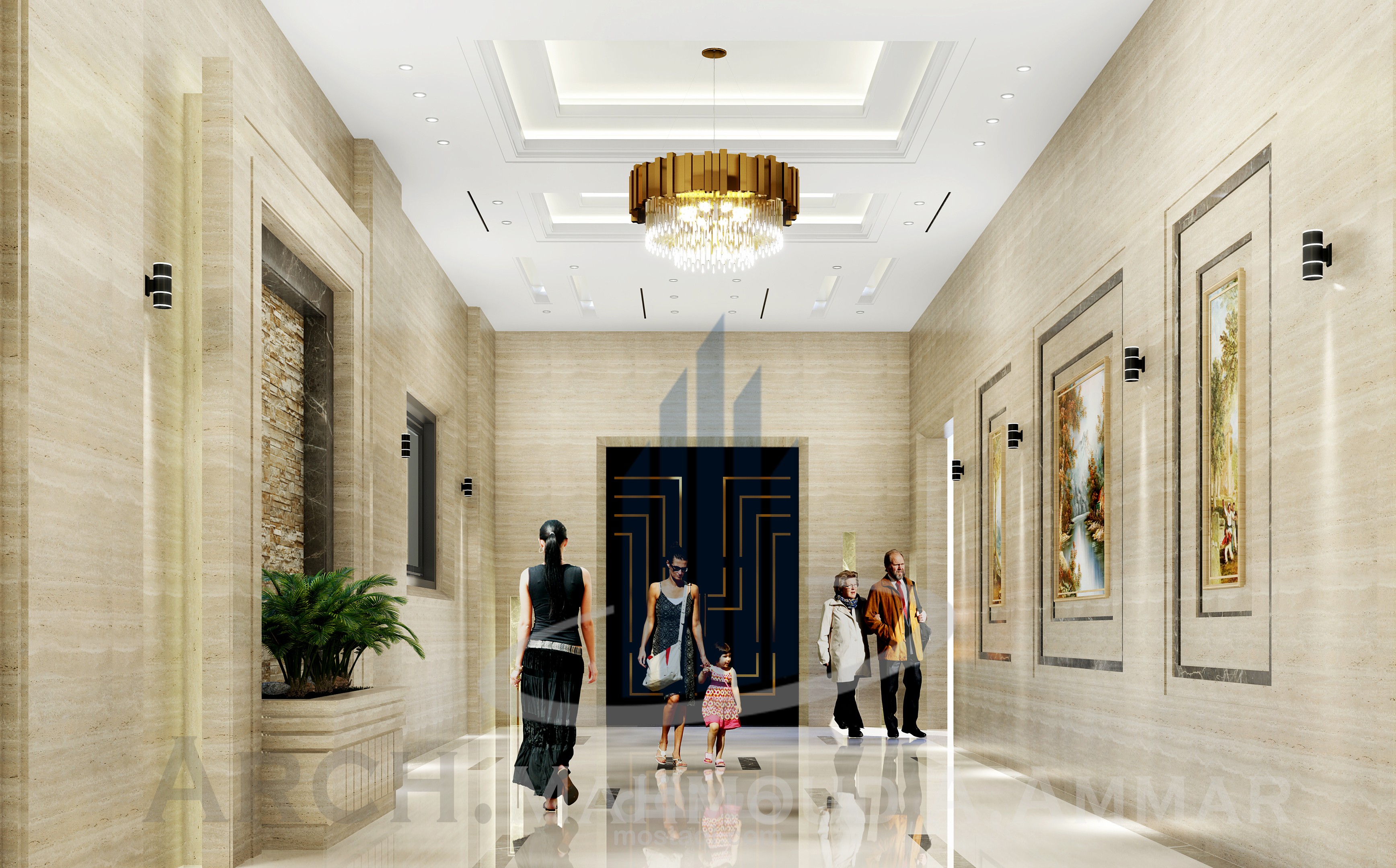تصميم مدخل مبنى (عمارة سكنية)