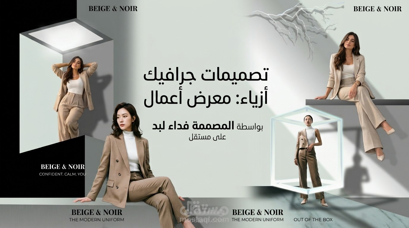 تصميم هوية بصرية وبوسترات إعلانية راقية لأزياء BEIGE & NOIR