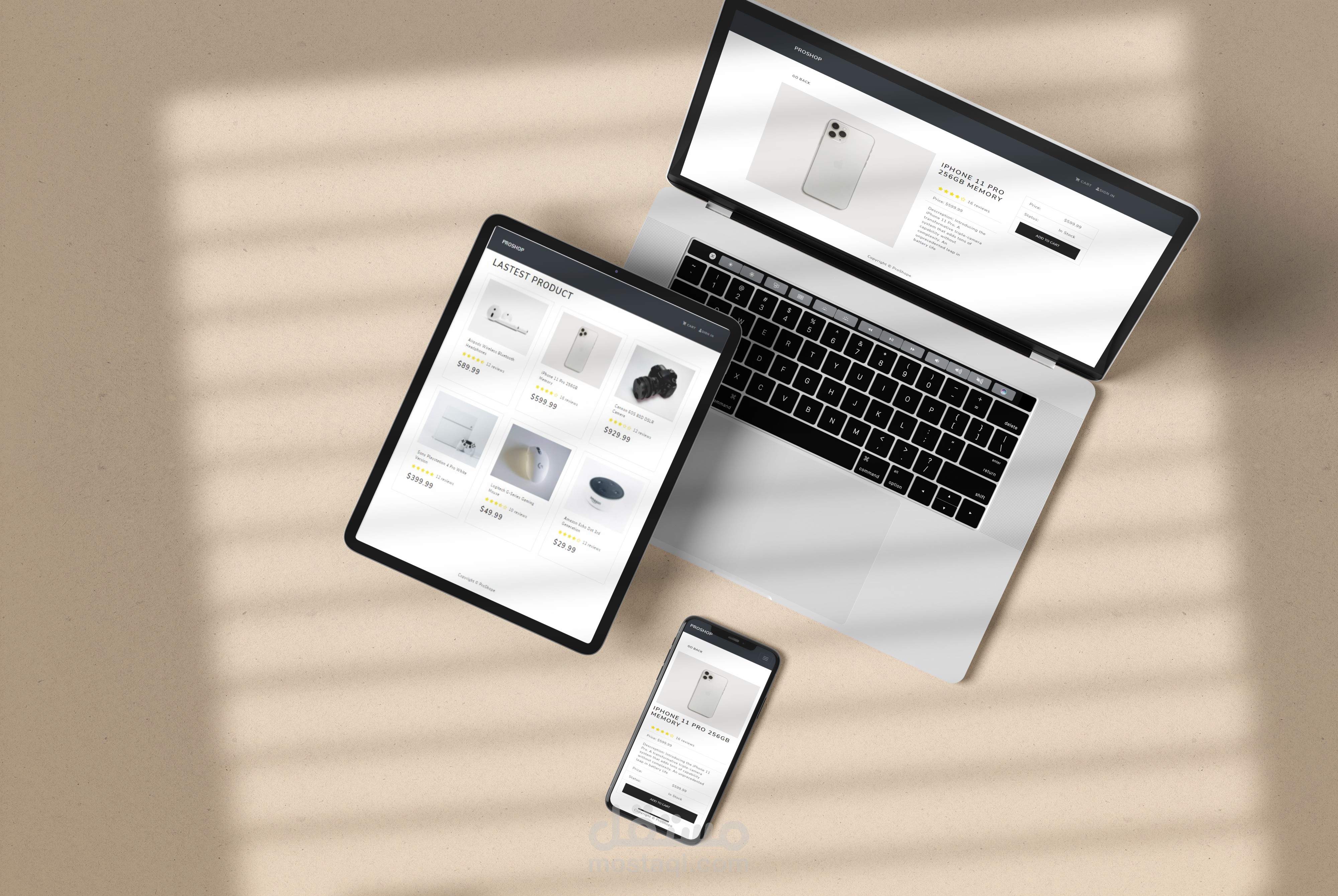 تطوير موقع ويب متكامل متجر الكتروني e-commerce  باستخدام ال MERN-Stack