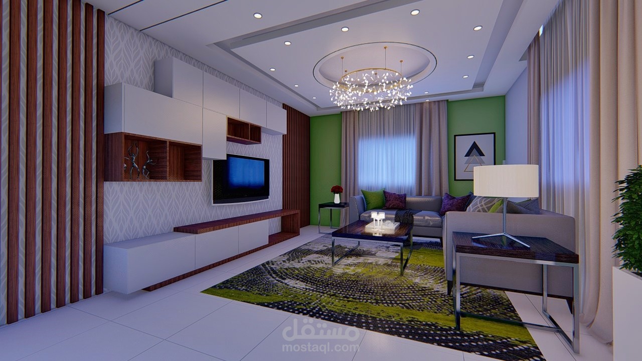 تصميم داخلي لصالون معيشة