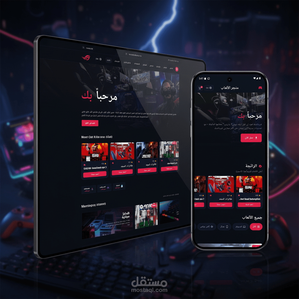 تطوير متجر ألعاب إلكتروني متكامل — Laravel + Filament + Flutter + Next.js