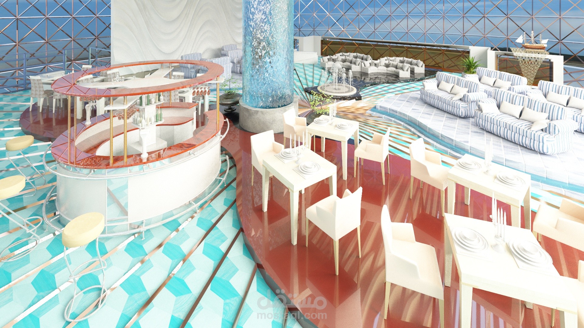 تصميم مبدئي لقاعه ضيافه بالمطار