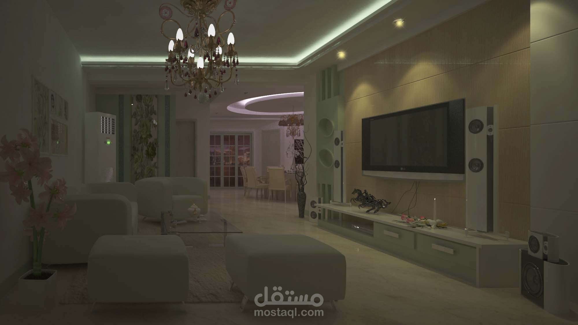 غرفه معيشه 2 والتغيير فى الاضاءه