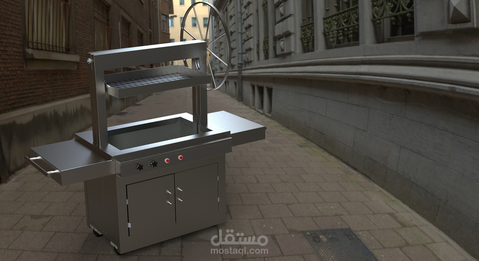 تصميم شواية فحم متطورة بموقد