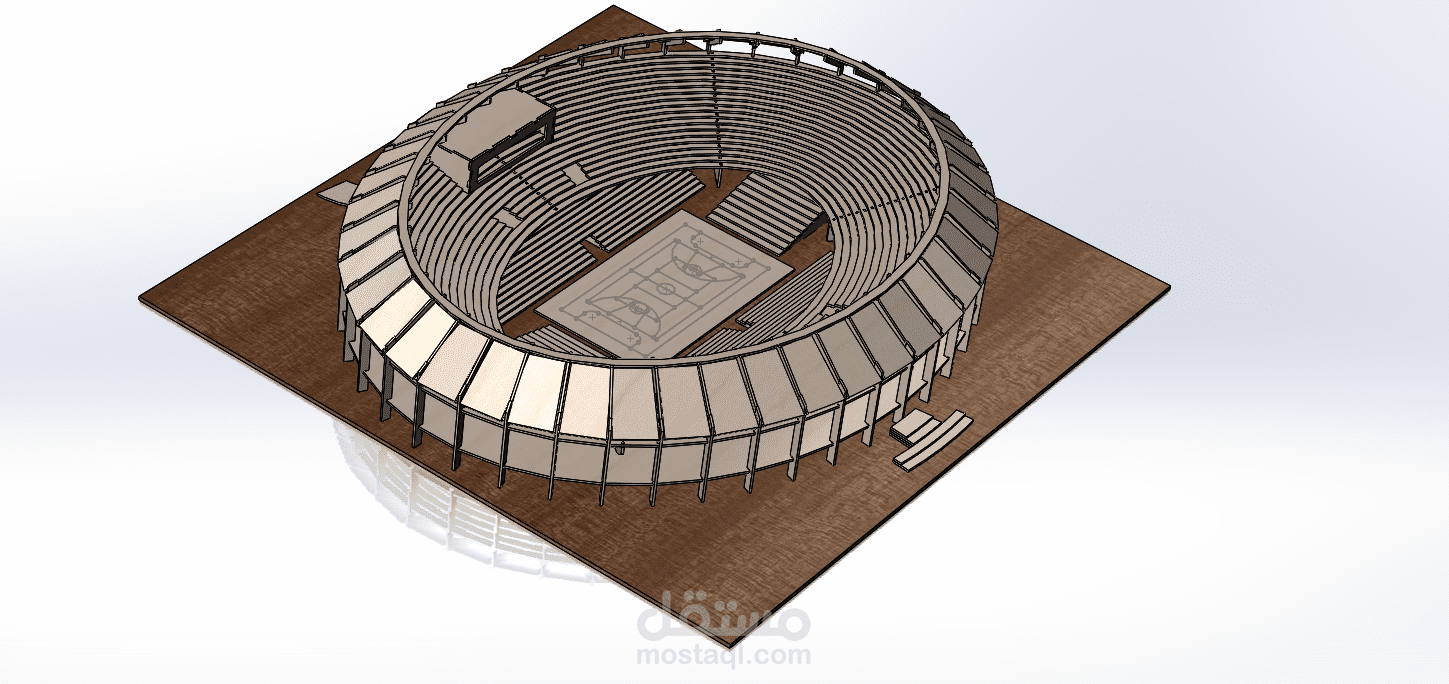 تصميم نموذج لمشروع ملعب كرة سلة بواسطة برنامج solidworks وتصنيعه