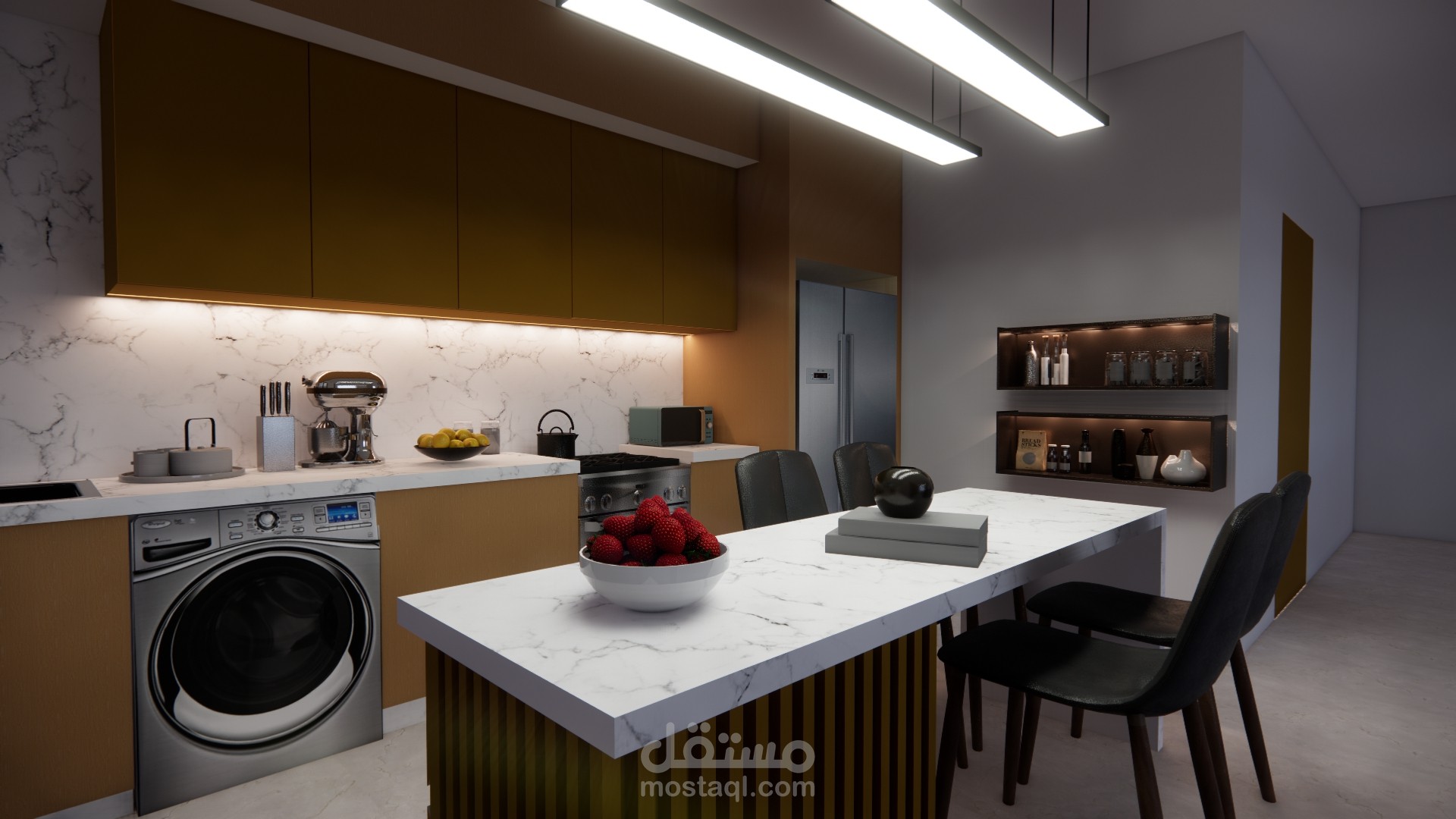 تصميم مطبخ (بطابع مودرن)لشقة سكنية في غزة