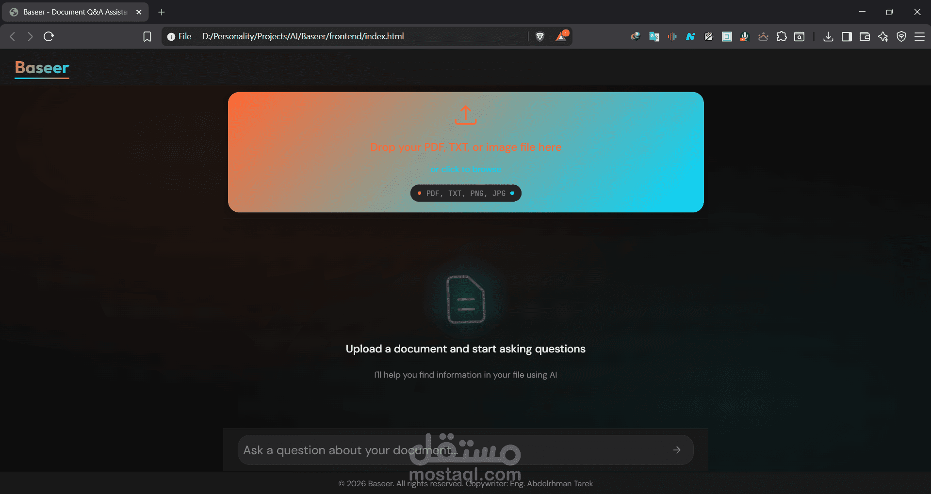 Baseer — نظام ذكي للإجابة من المستندات باستخدام OCR و RAG