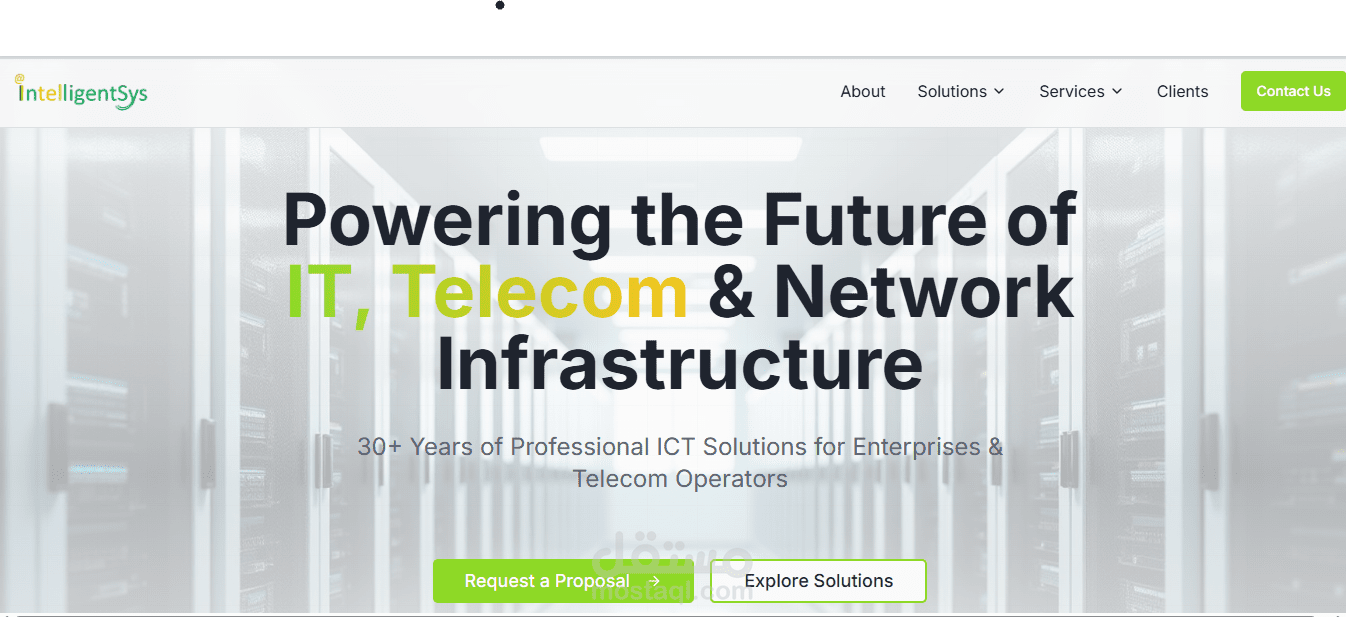 صفحة هبوط لموقع Intellgensys IT