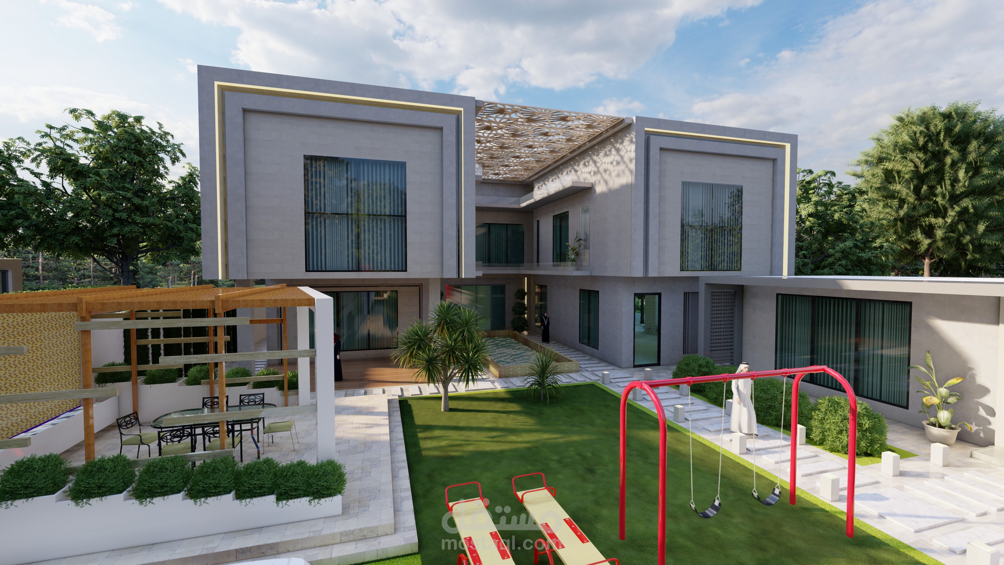 تصميم فيلا مع لاند سكيب مودرن